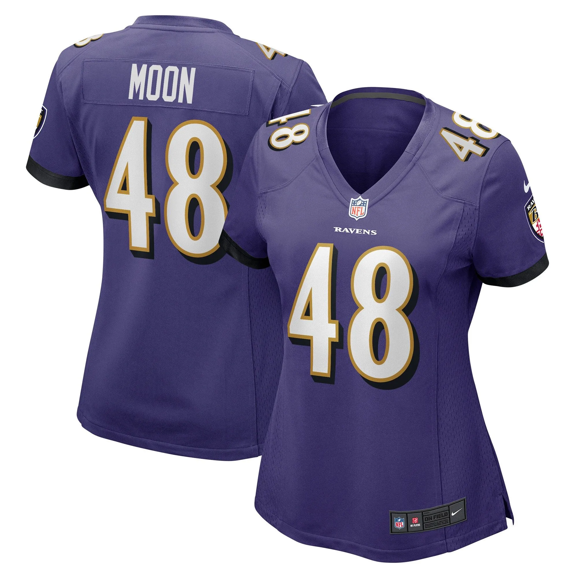 Jeremiah Moon Baltimore Ravens  Women's Game Player Jersey - Purple