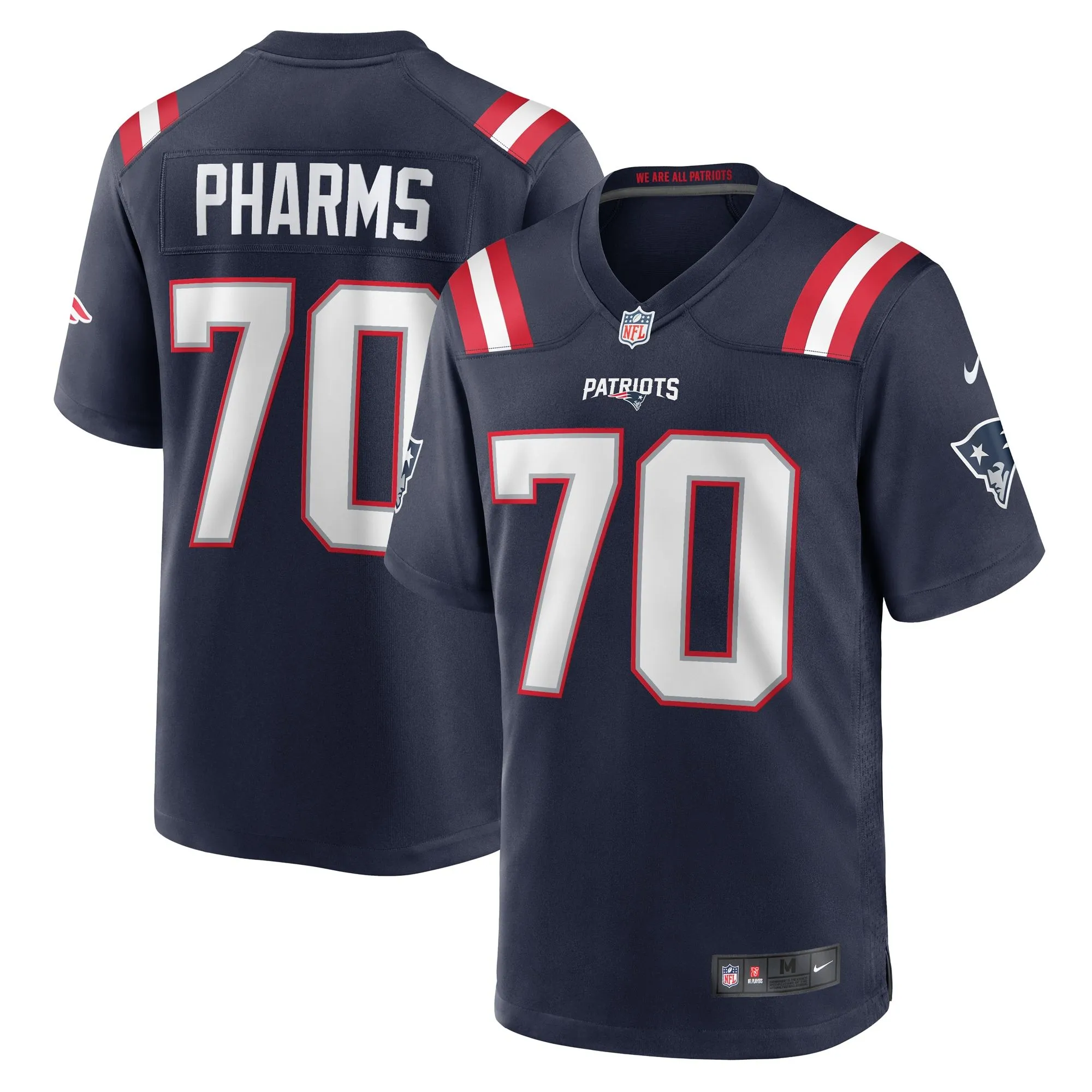 Jeremiah Pharms Jr. New England Patriots  Team Game Jersey -  Navy