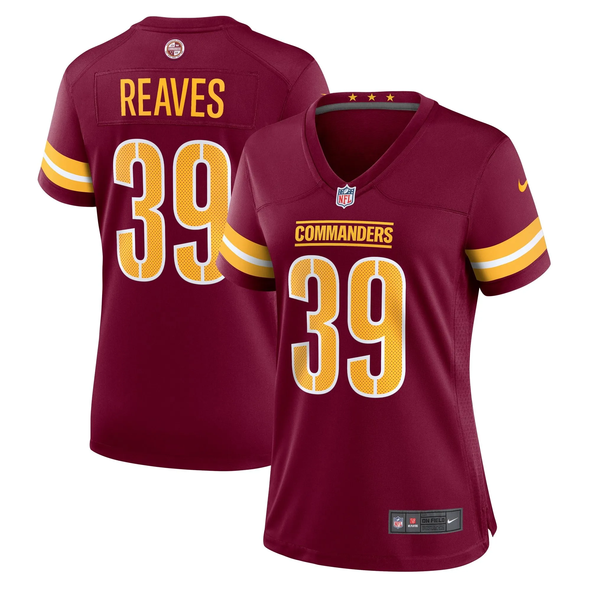 Jeremy Reaves Washington Commanders  Women's  Game Jersey -  Burgundy