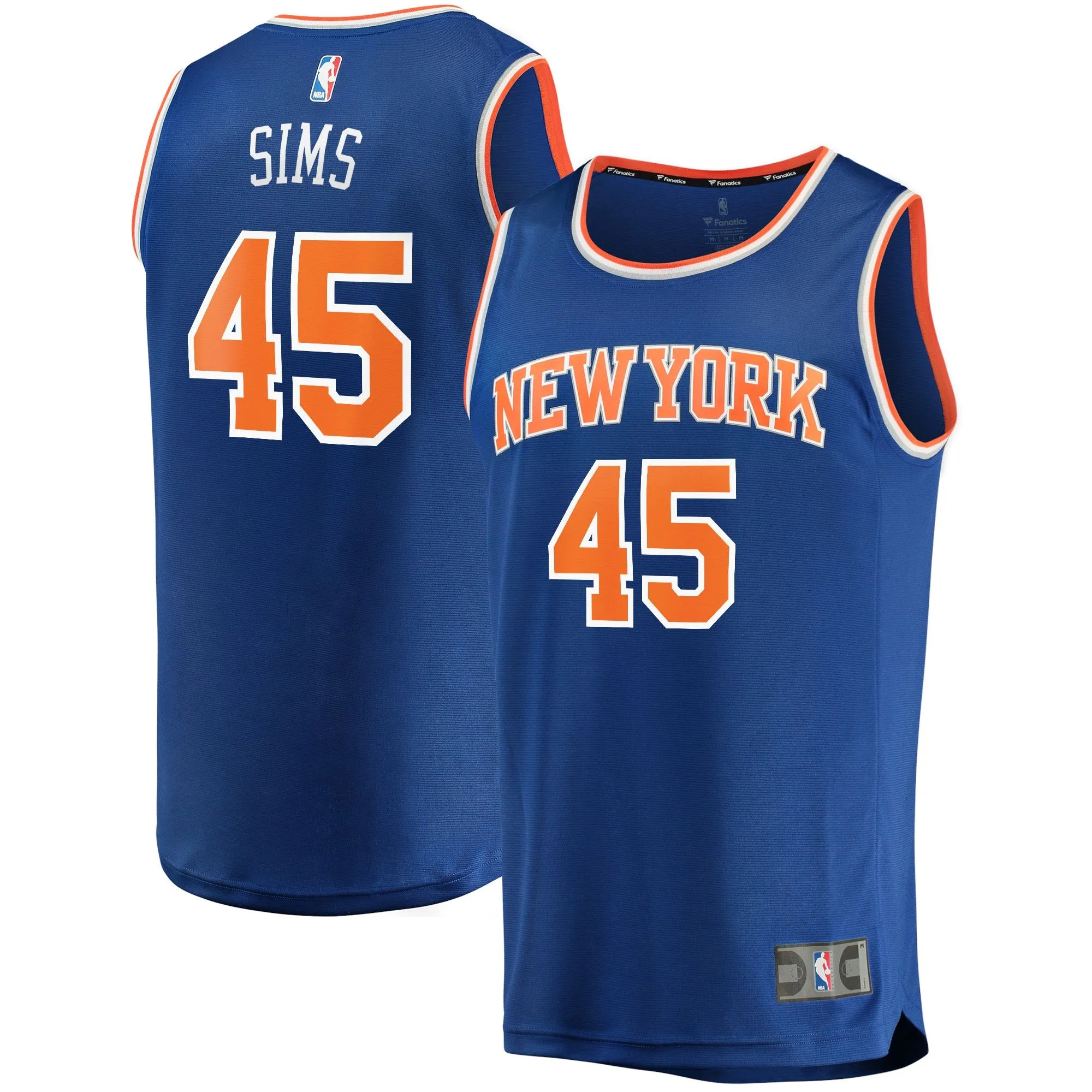 Jericho Sims New York Knicks Fanatics Branded Fast Break Replica Jersey - Icon Edition - Blue