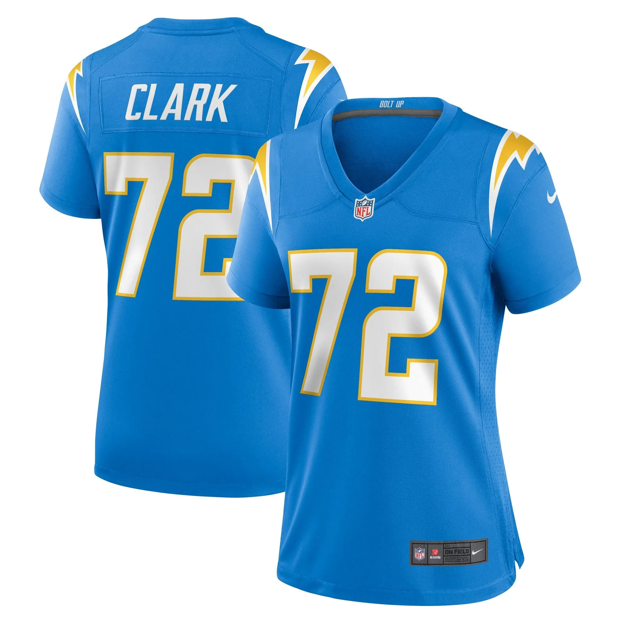 Jerrod Clark Los Angeles Chargers  Women's Team Game Jersey -  Powder Blue