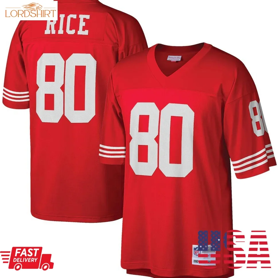 Jerry Rice San Francisco 49Ers Mitchell & Ness Big & Tall 1990 Retired Player Replica Jersey   Scarlet