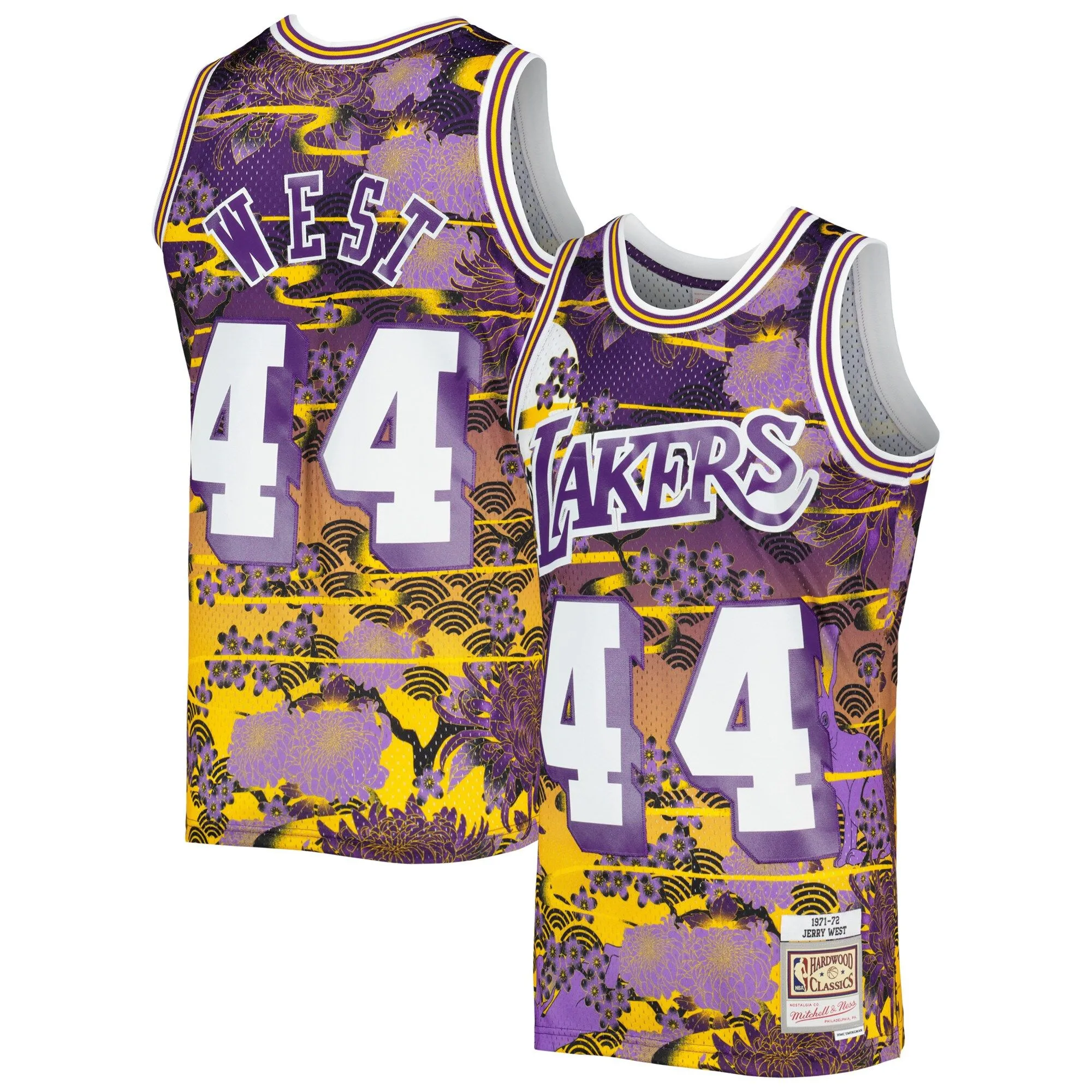 Jerry West Los Angeles Lakers Mitchell & Ness 1971/72 Hardwood Classics Lunar New Year Swingman Jersey - Purple