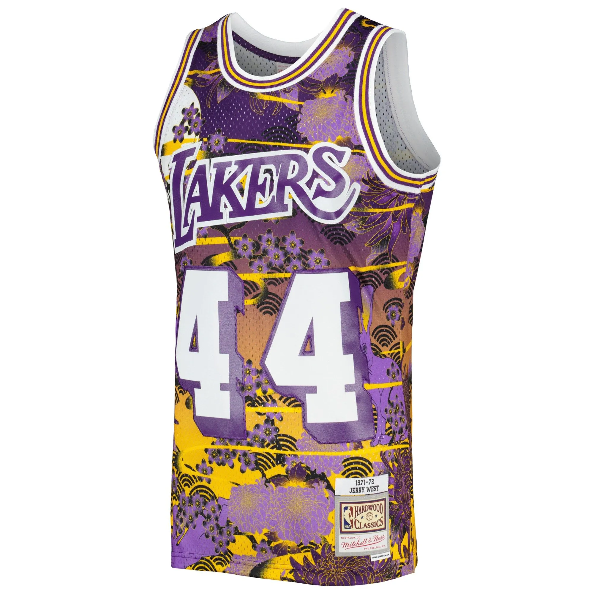 Jerry West Los Angeles Lakers Mitchell & Ness 1971/72 Hardwood Classics Lunar New Year Swingman Jersey - Purple