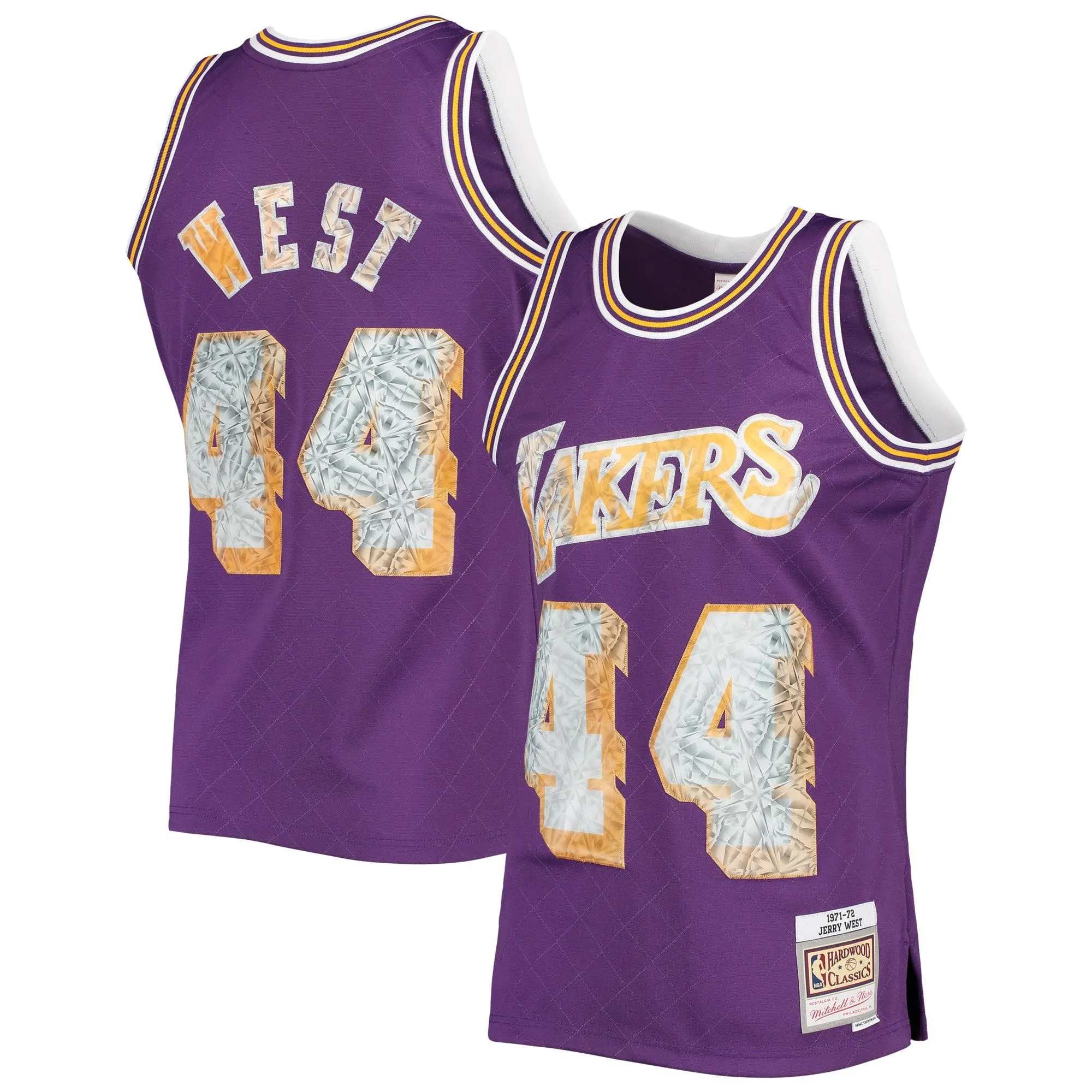 Jerry West Los Angeles Lakers Mitchell & Ness 1971/72 Hardwood Classics NBA 75th Anniversary Diamond Swingman Jersey - Purple