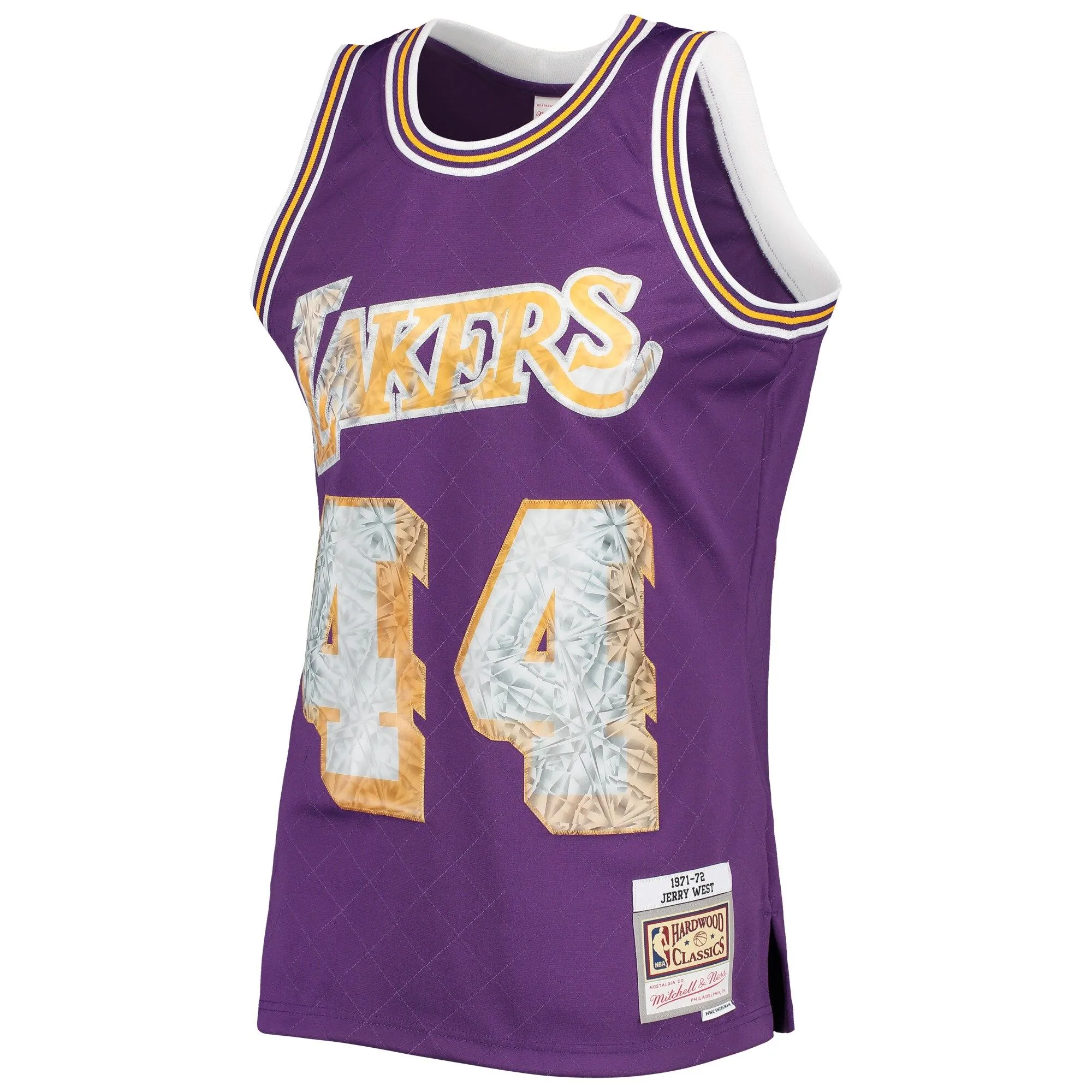 Jerry West Los Angeles Lakers Mitchell & Ness 1971/72 Hardwood Classics NBA 75th Anniversary Diamond Swingman Jersey - Purple