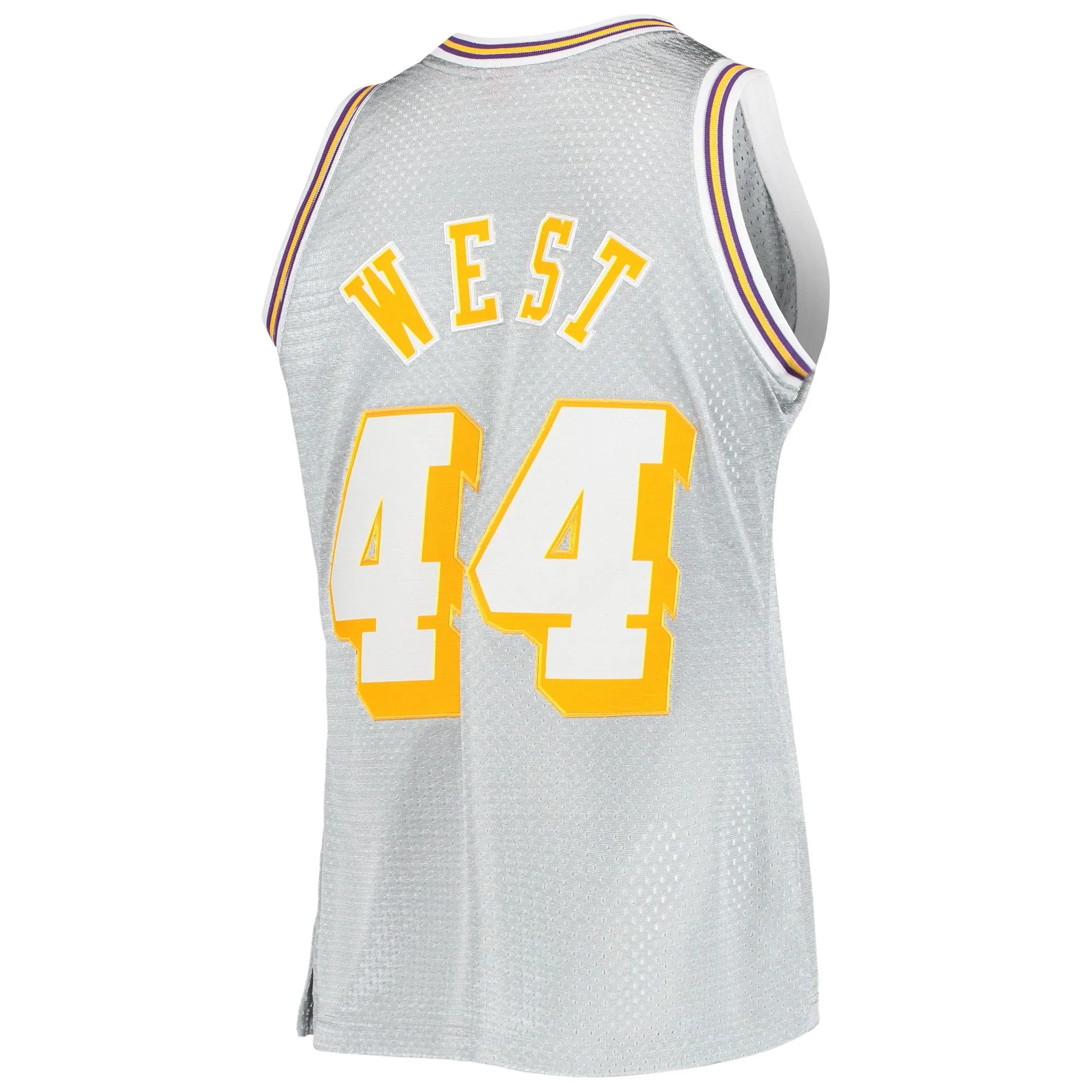 Jerry West Los Angeles Lakers Mitchell & Ness 75th Anniversary 1971/72 Hardwood Classics Swingman Jersey - Silver