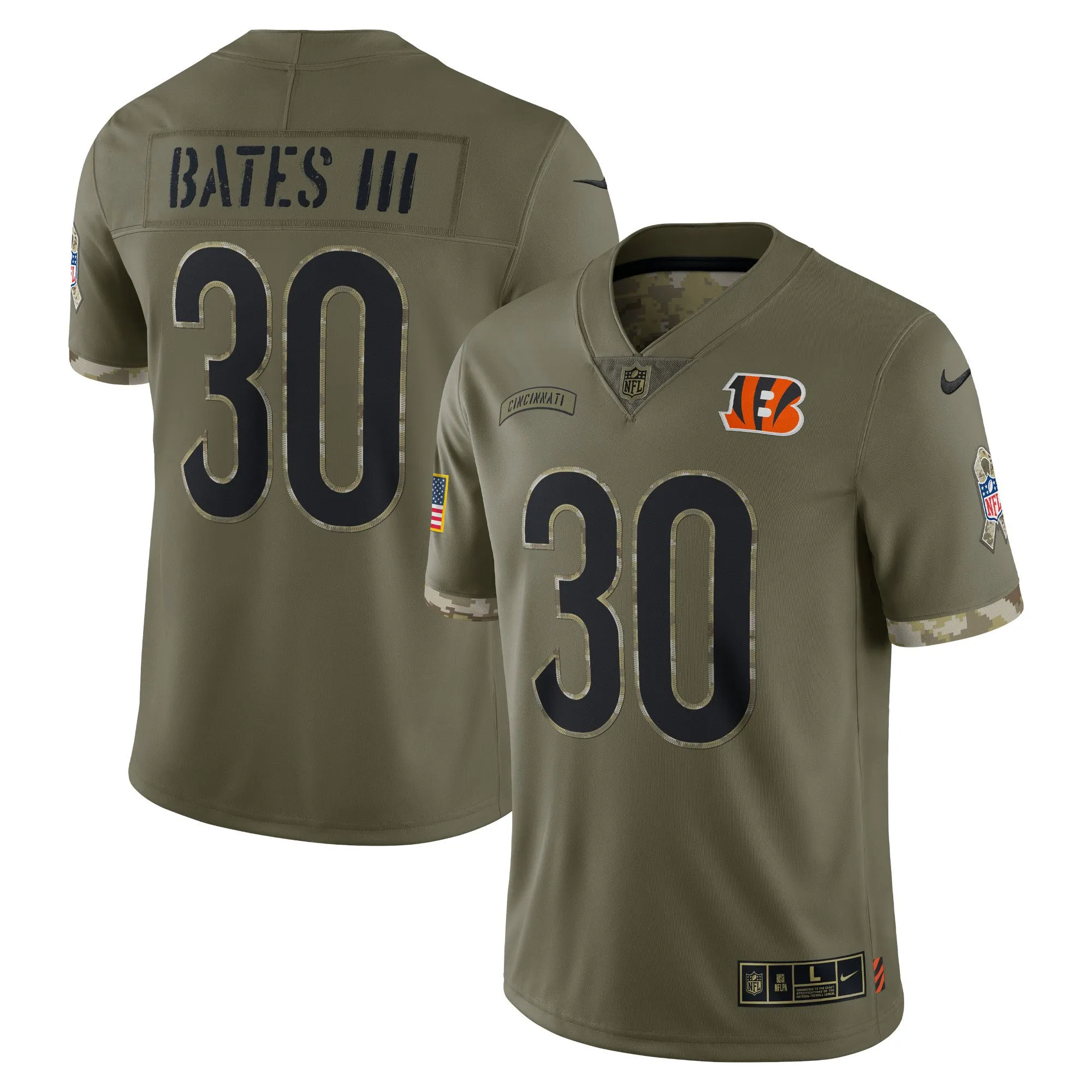 Jessie Bates III Cincinnati Bengals  2022 Salute To Service Limited Jersey - Olive