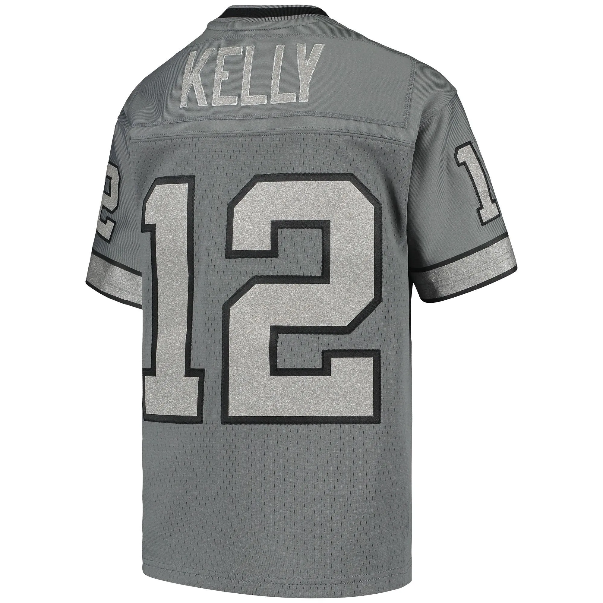 Jim Kelly Buffalo Bills Mitchell & Ness Youth 1990 Retired Player Metal Replica Jersey - Charcoal