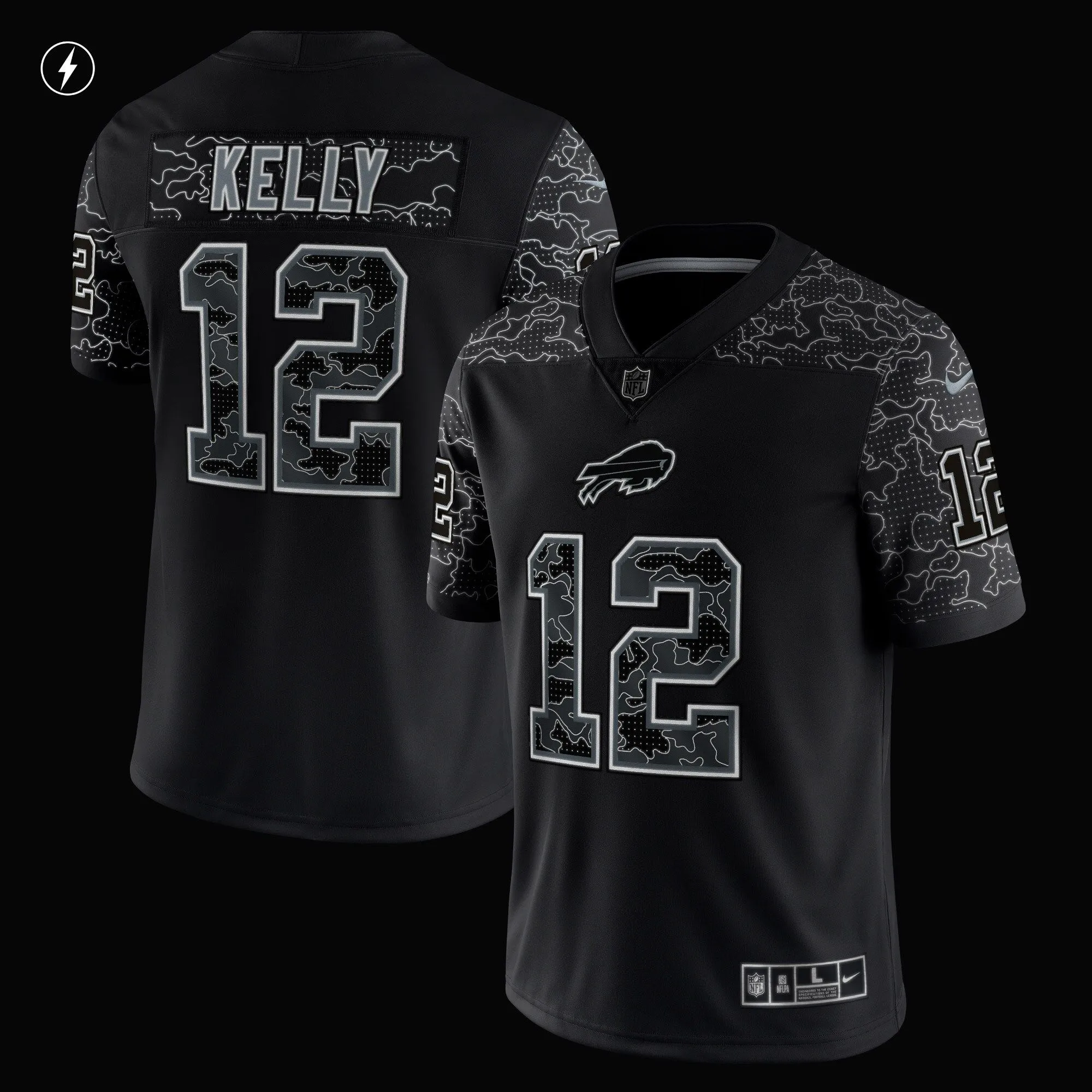 Jim Kelly Buffalo Bills  Retired Player RFLCTV Limited Jersey - Black