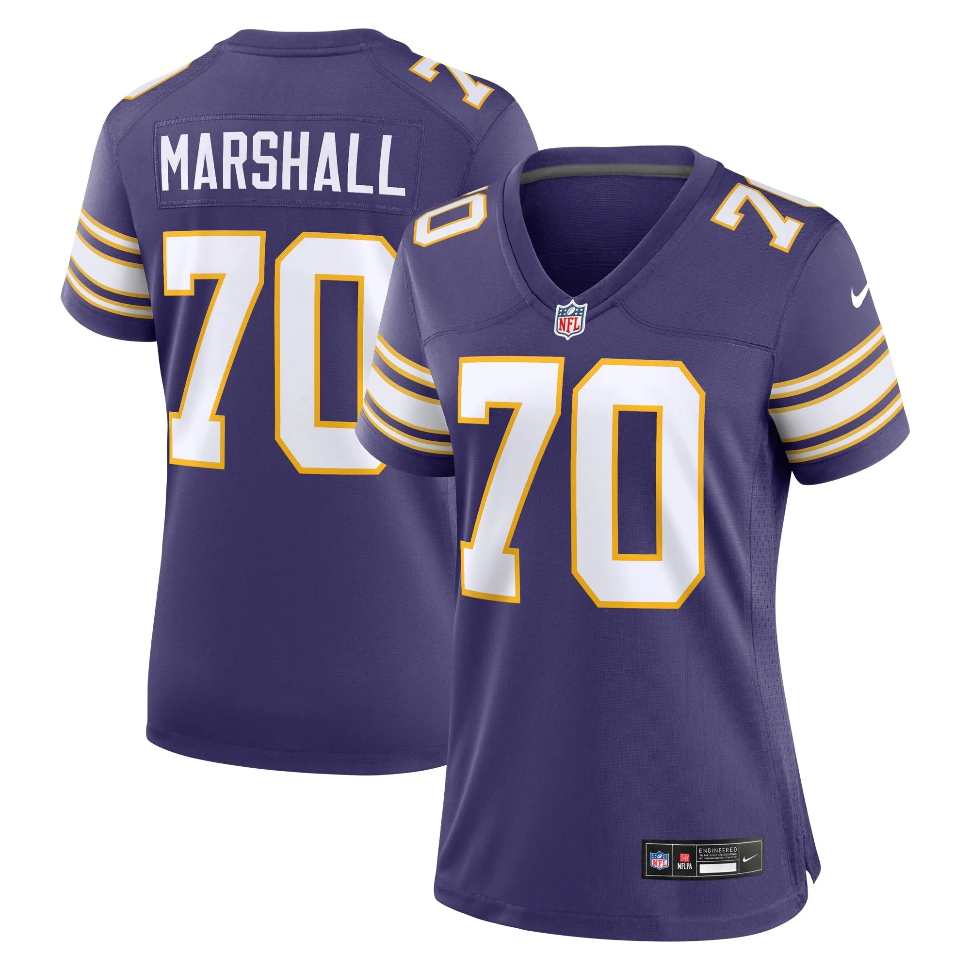 Jim Marshall Minnesota Vikings  Women's Classic Retired Player Jersey - Purple