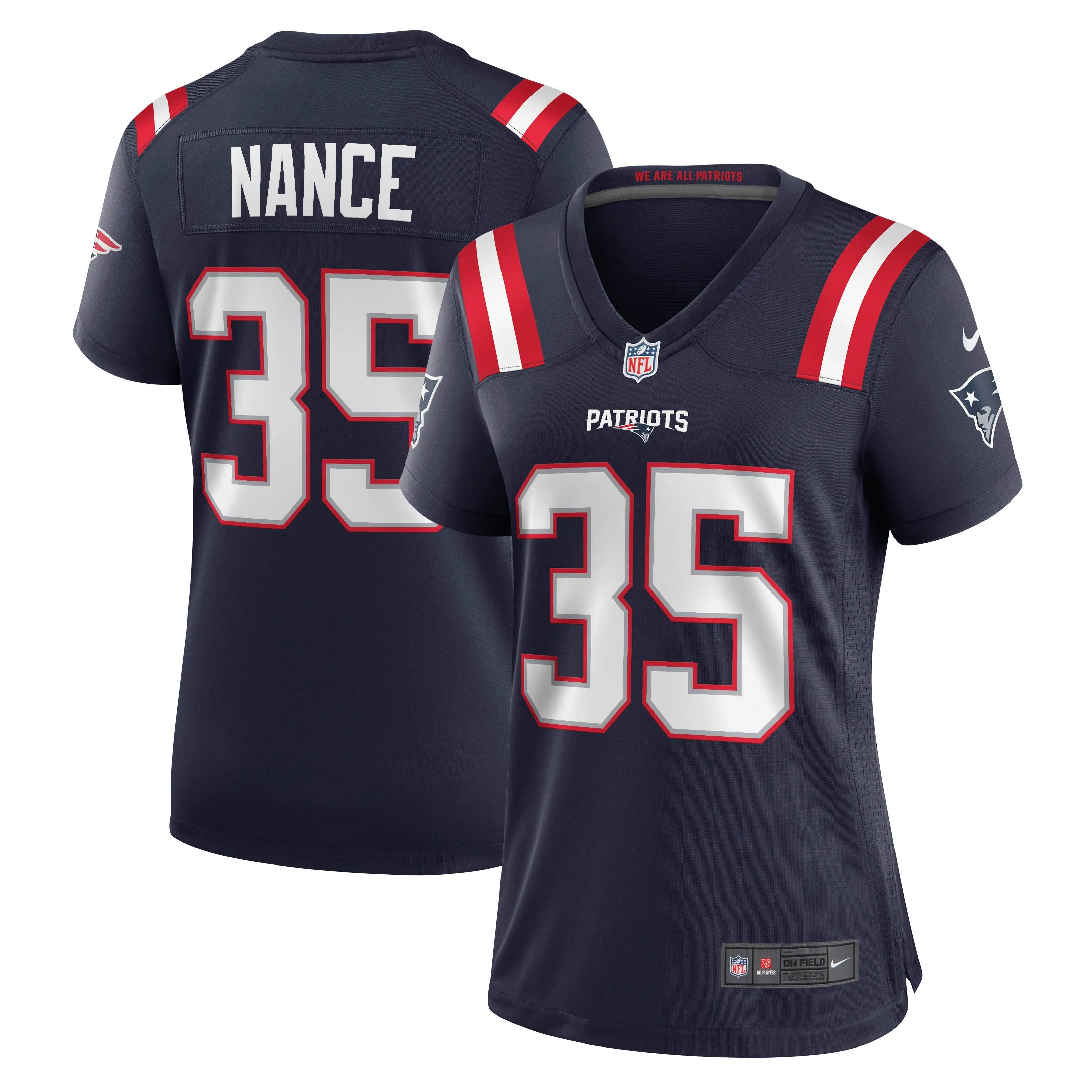 Jim Nance New England Patriots  Women's Retired Player Jersey - Navy