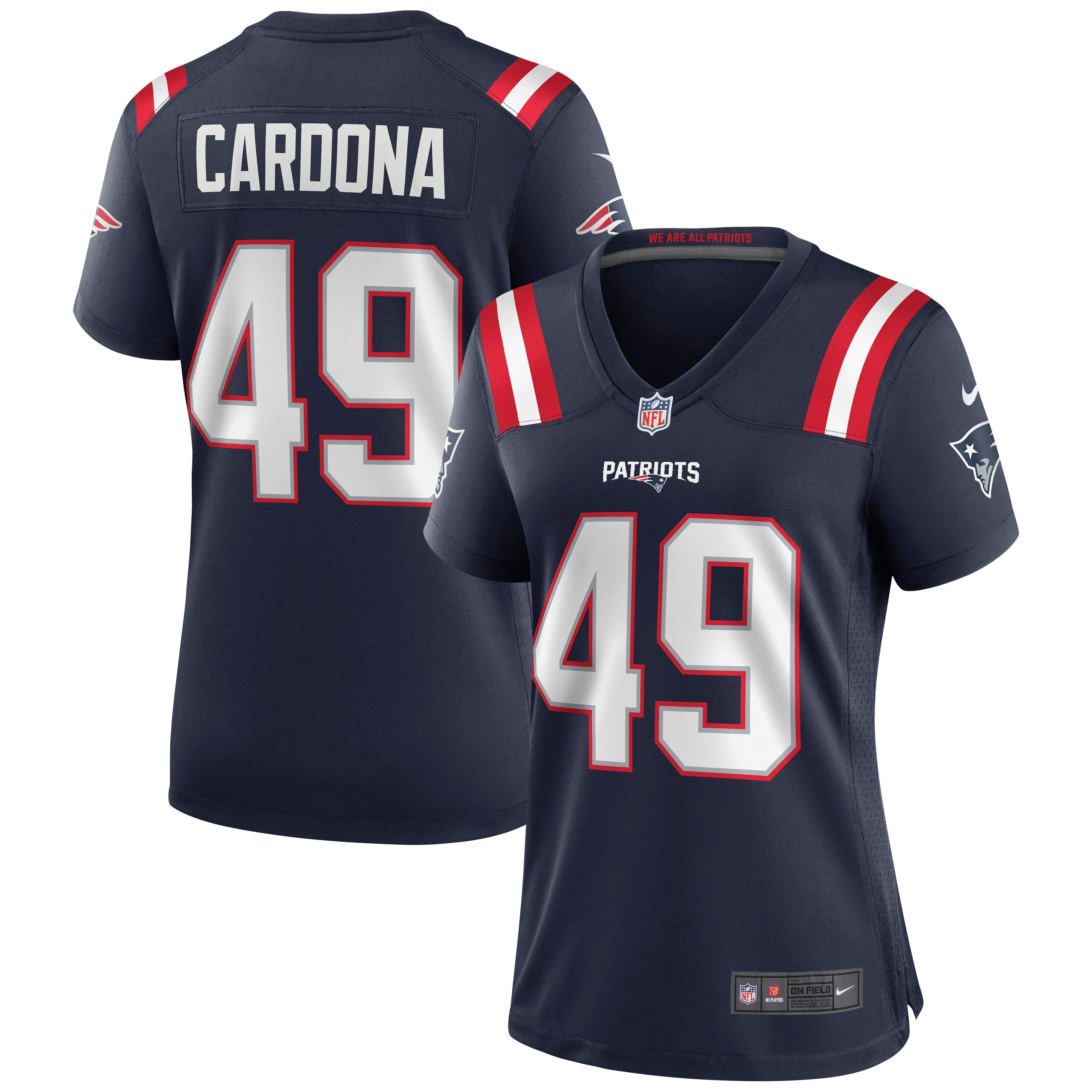 Joe Cardona New England Patriots  Women's Game Jersey - Navy