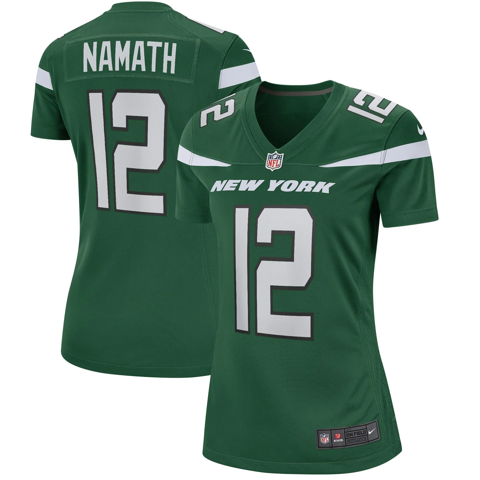 Joe Namath New York Jets  Women's Game Retired Player Jersey - Gotham Green