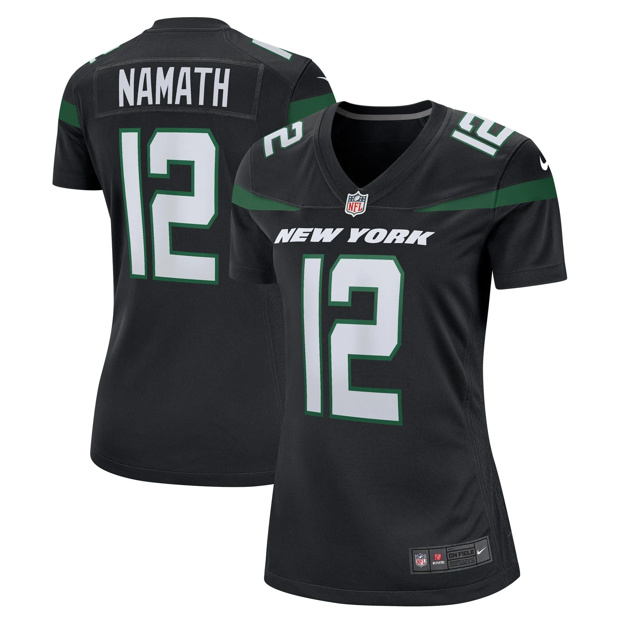 Joe Namath New York Jets  Women's Retired Player Jersey - Black