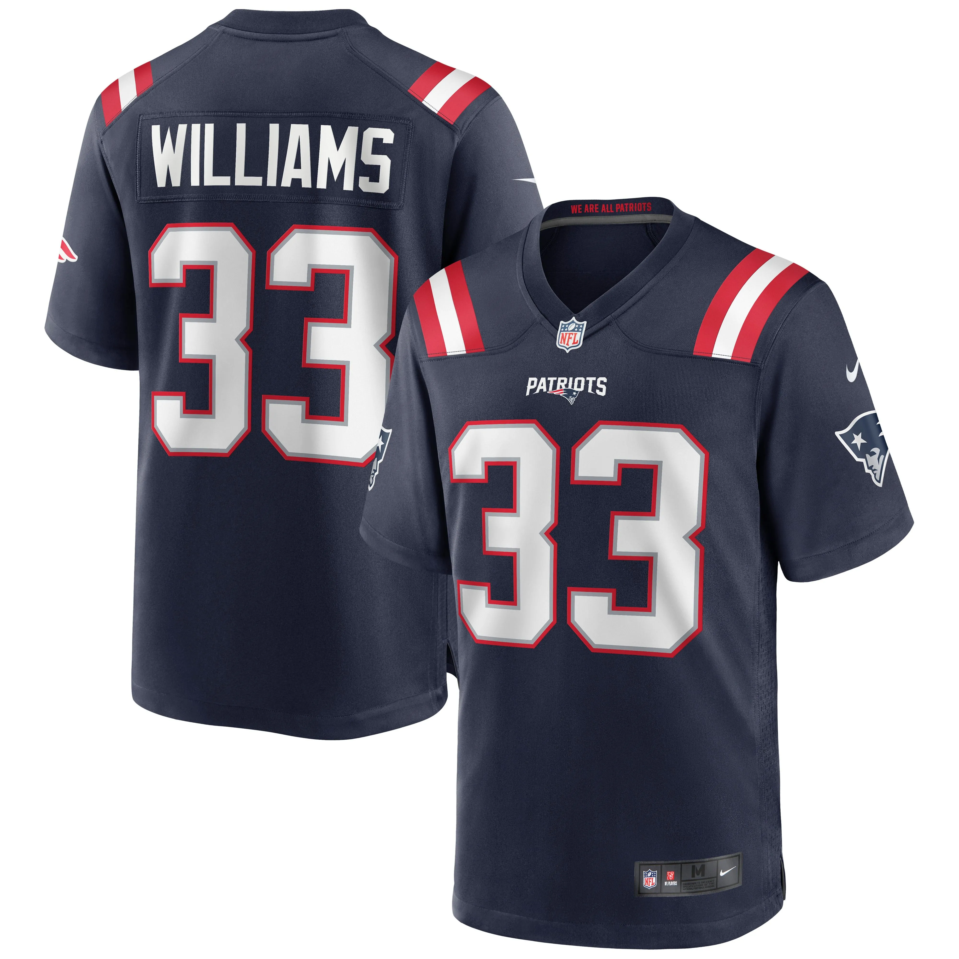 Joejuan Williams New England Patriots  Game Jersey - Navy