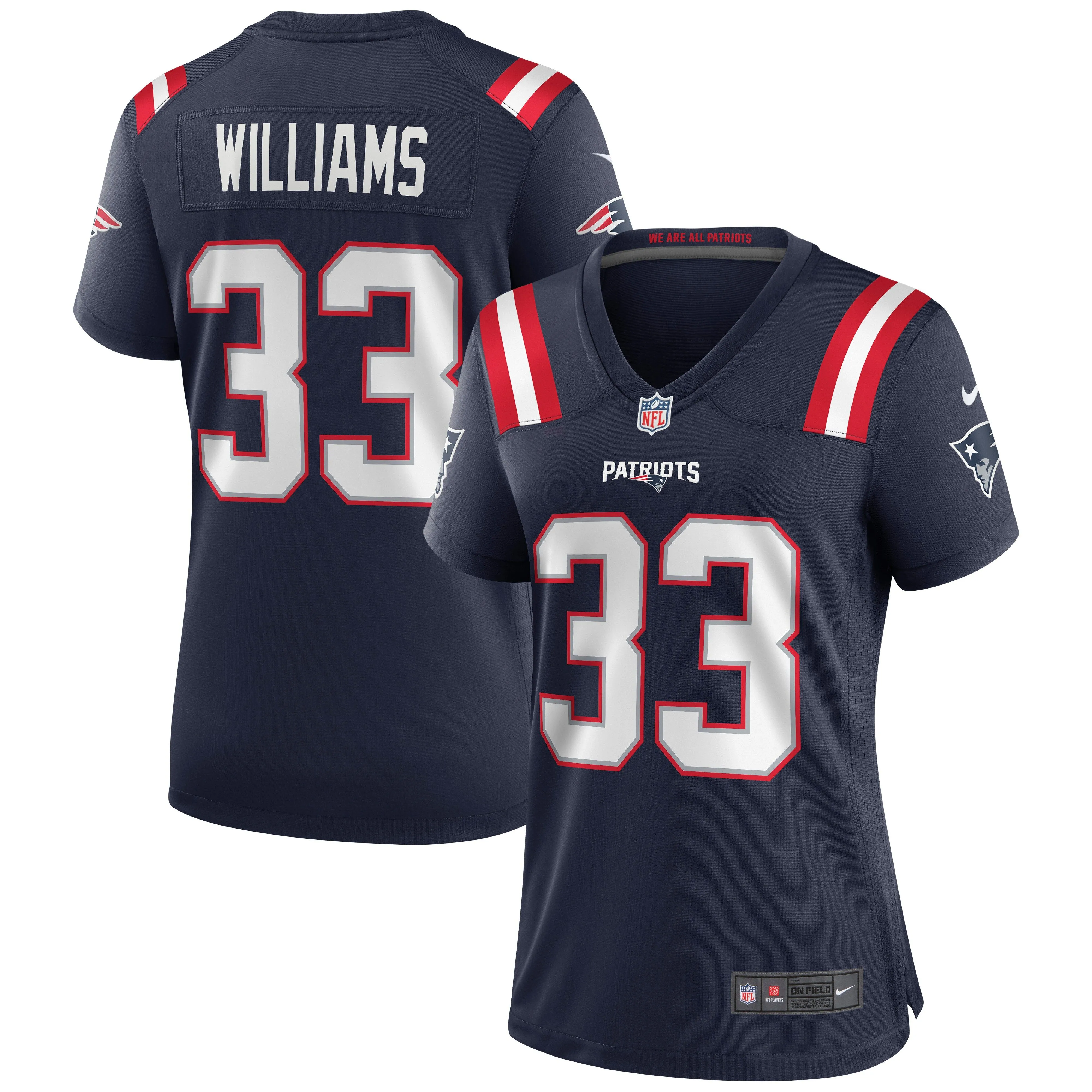 Joejuan Williams New England Patriots  Women's Game Jersey - Navy