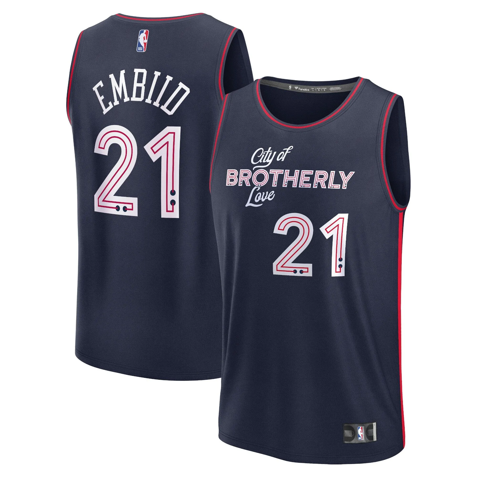 Joel Embiid Philadelphia 76ers Fanatics Branded Fast Break Jersey - Navy - City Edition