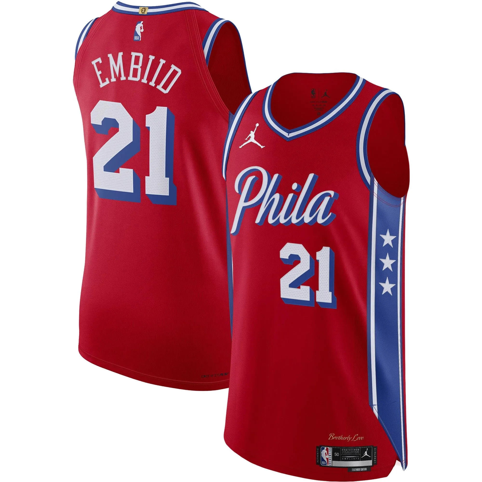 Joel Embiid Philadelphia 76ers Jordan Brand  Player Jersey - Statement Edition - Red