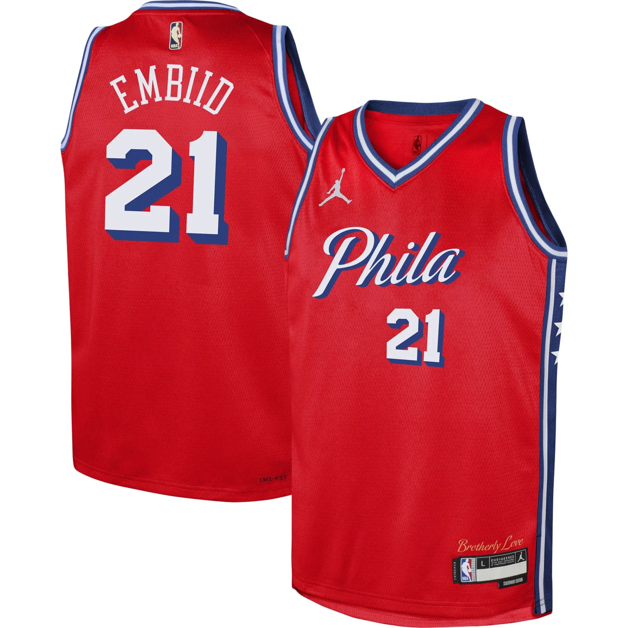 Joel Embiid Philadelphia 76ers Jordan Brand Youth Swingman Jersey - Statement Edition - Red