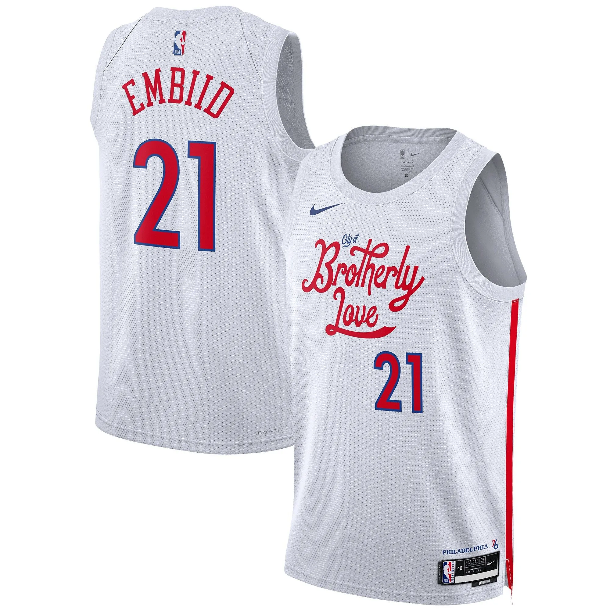 Joel Embiid Philadelphia 76ers  Unisex 2022/23 Swingman Jersey - City Edition - White