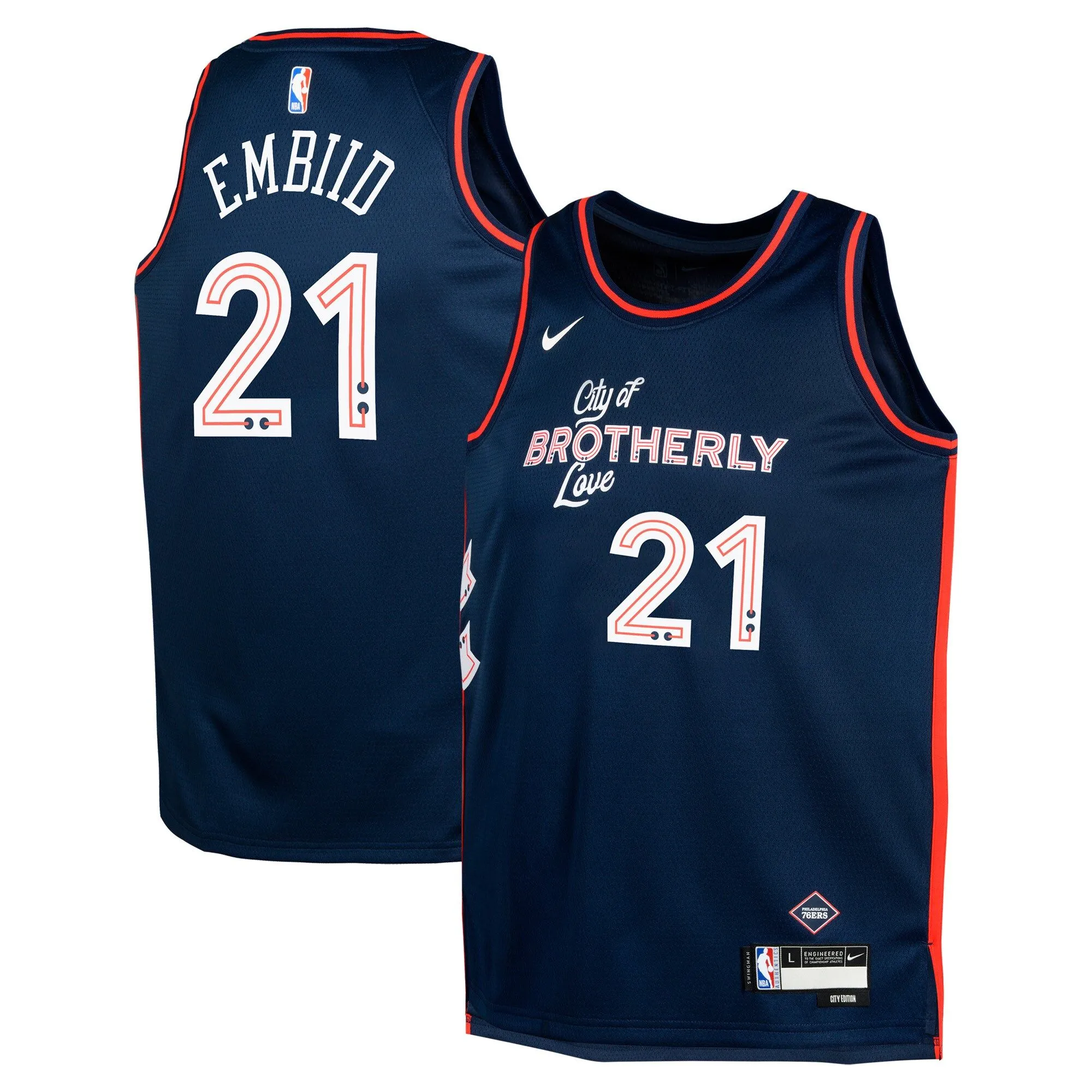 Joel Embiid Philadelphia 76ers  Youth  Swingman Replica Jersey - City Edition - Navy