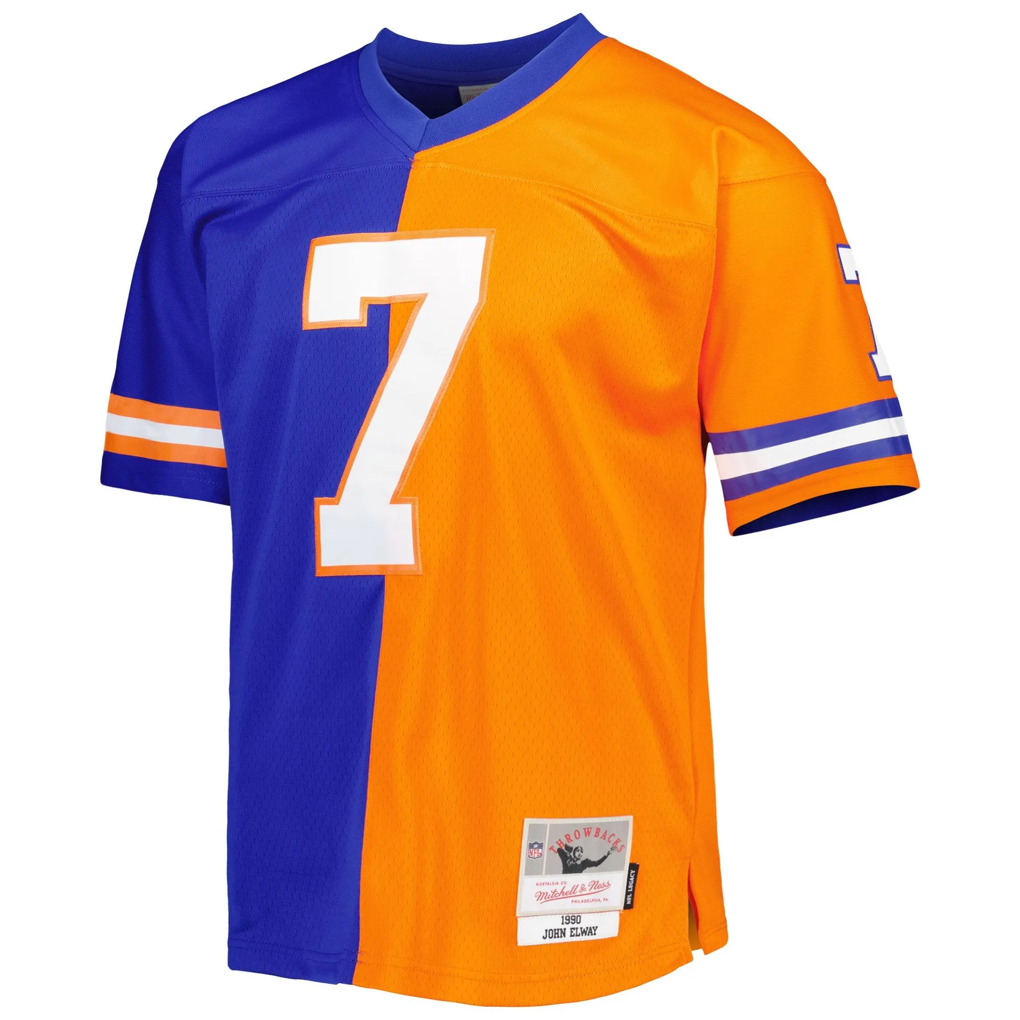 John Elway Denver Broncos Mitchell & Ness 1990 Split Legacy Replica Jersey - Royal/Orange