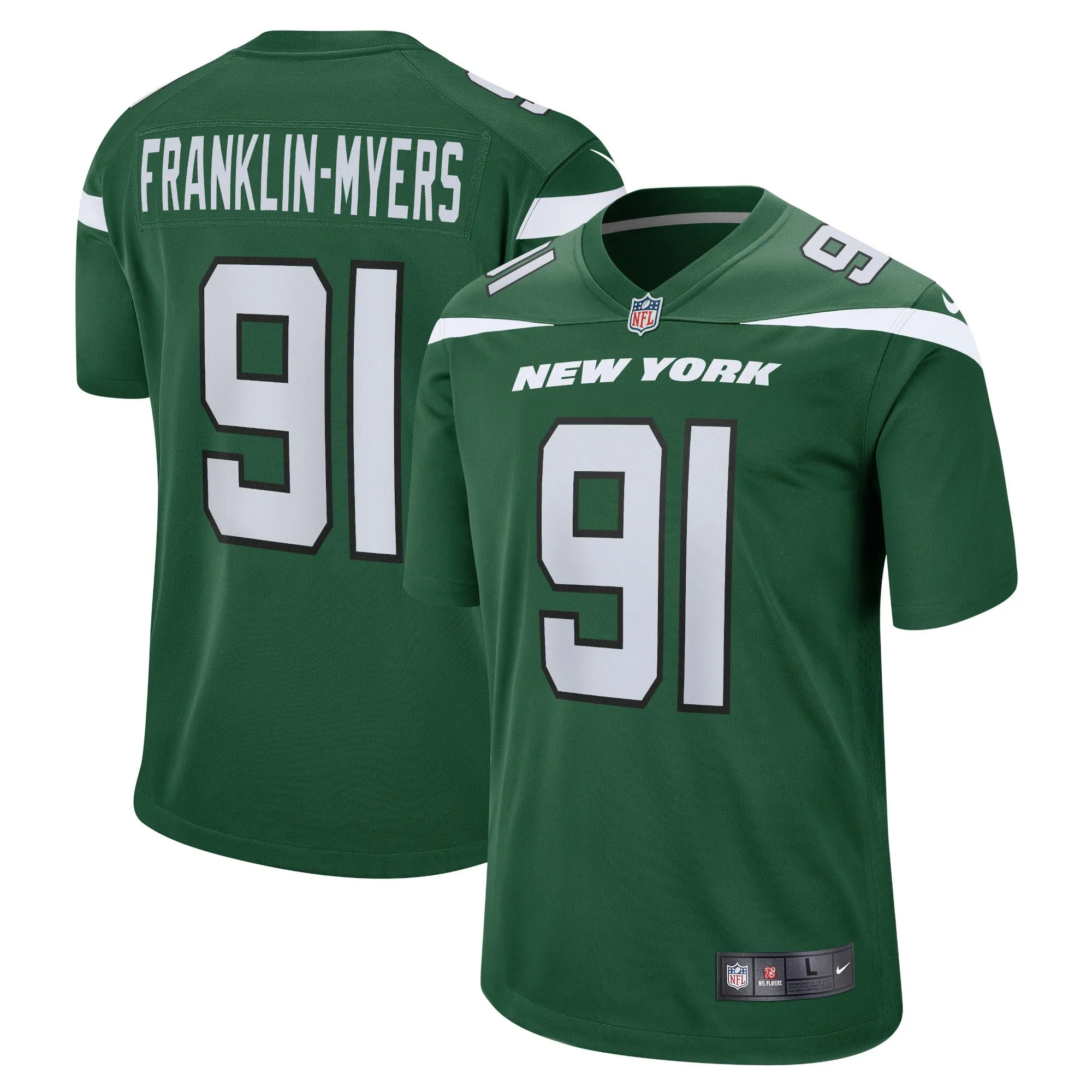 John Franklin-Myers New York Jets  Game Jersey - Gotham Green