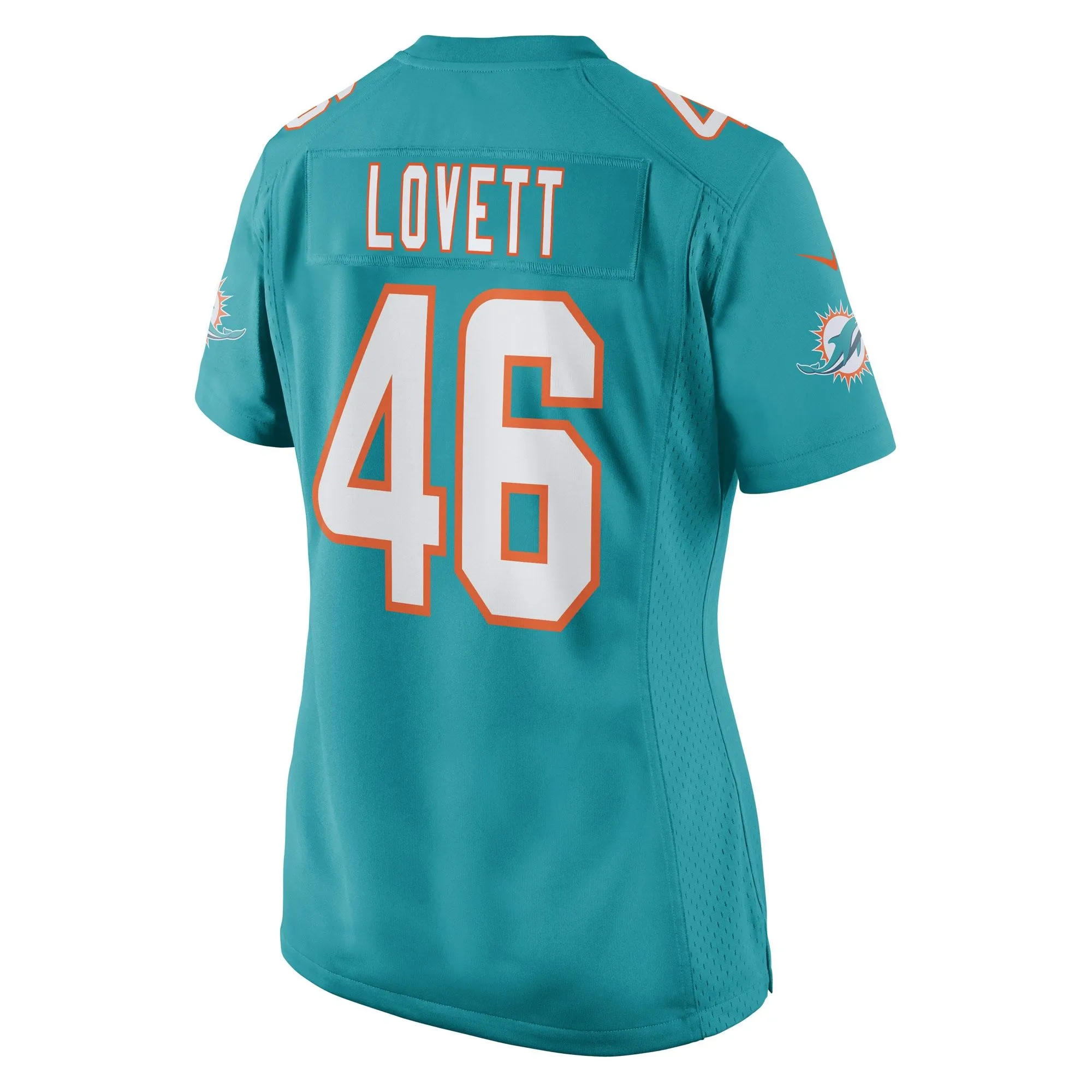 John Lovett Miami Dolphins  Women's Game Player Jersey - Aqua