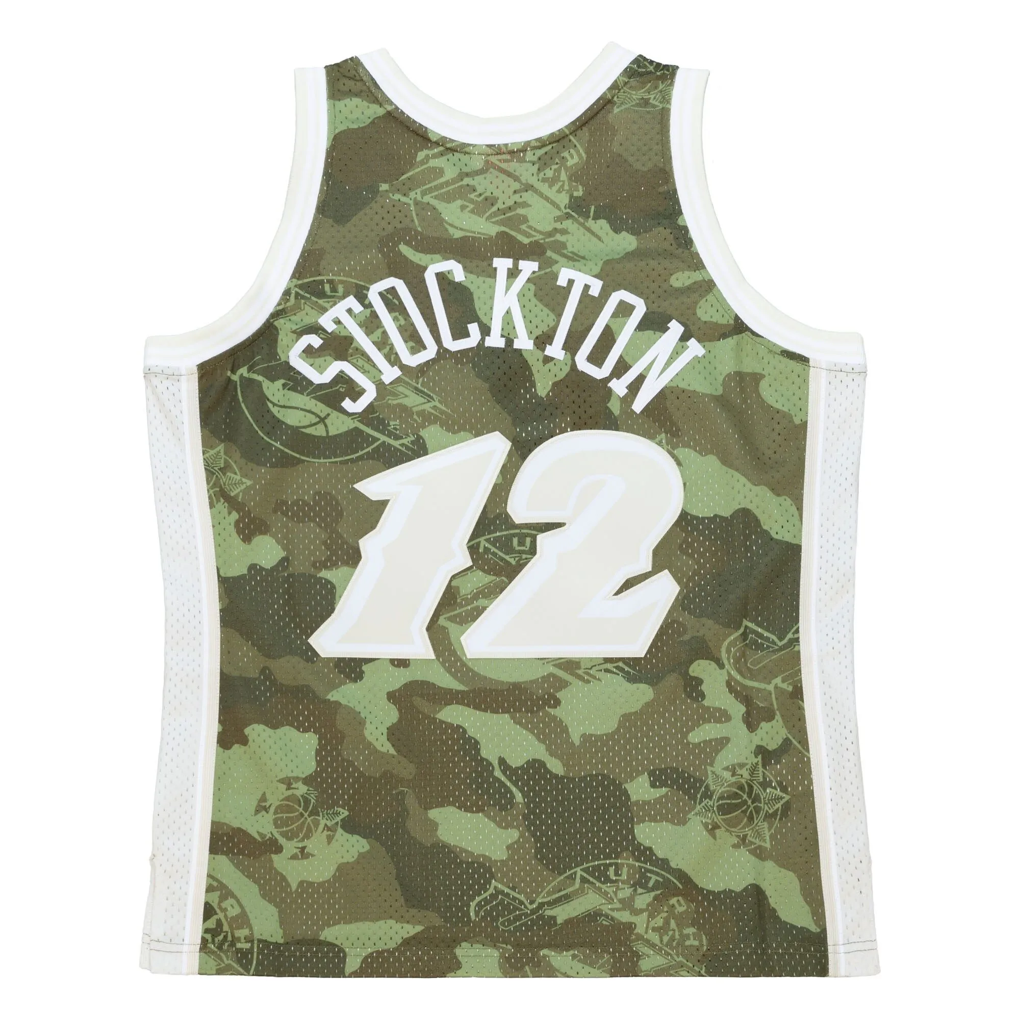 John Stockton Utah Jazz Mitchell & Ness Hardwood Classics 1998/99 Ghost Green Swingman Jersey - Camo