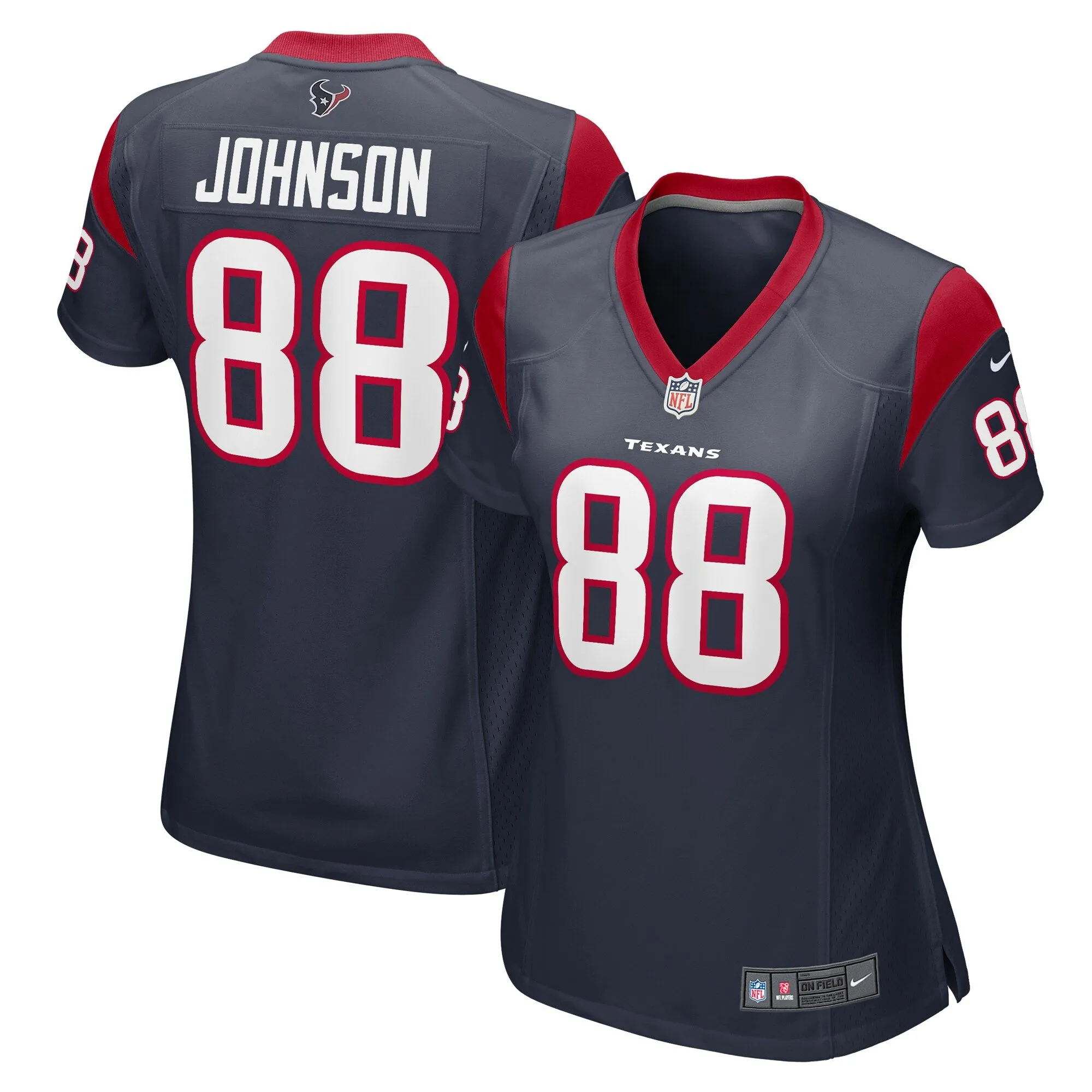 Johnny Johnson Houston Texans  Women's Team Game Jersey -  Navy