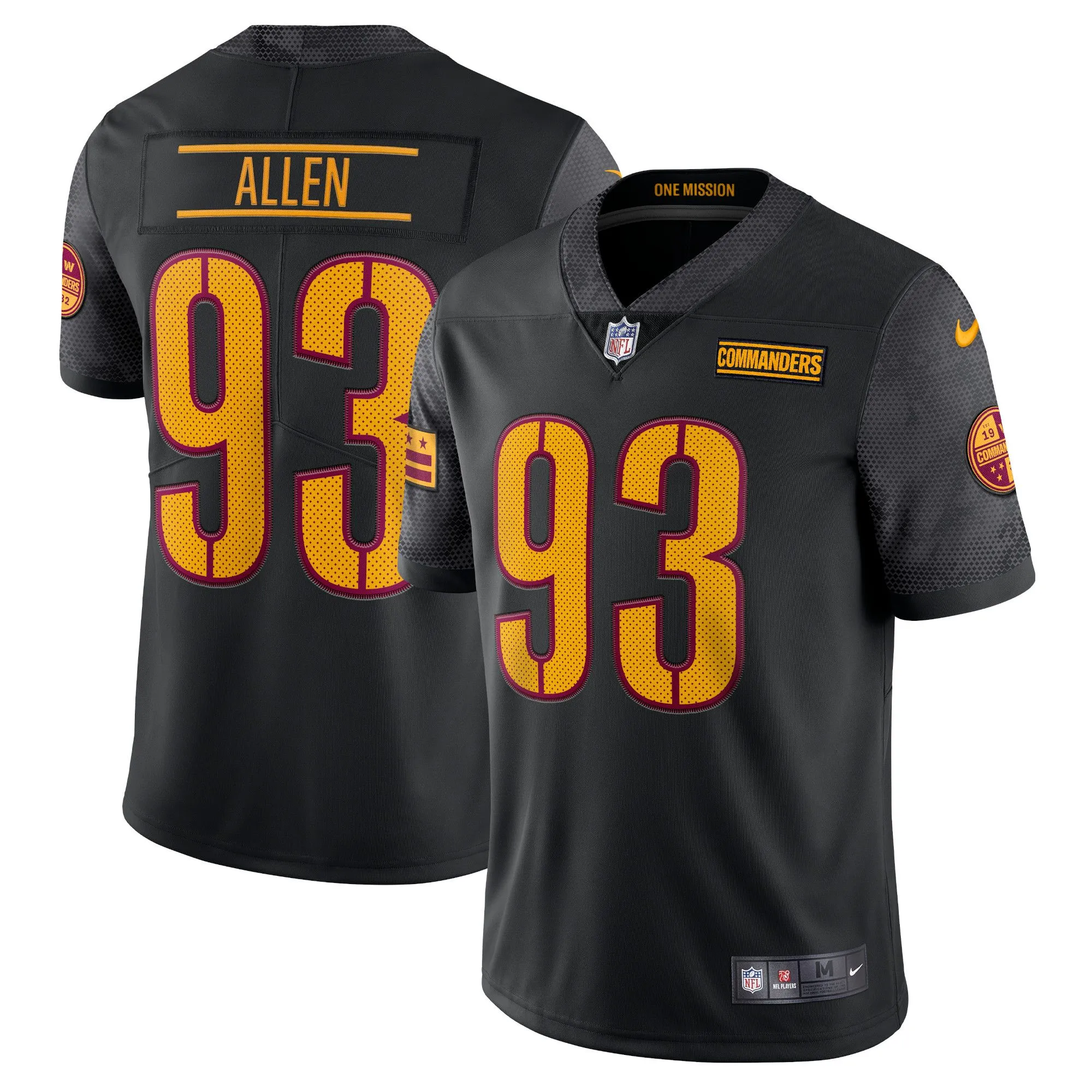 Jonathan Allen Washington Commanders  Alternate Vapor Limited Jersey - Black