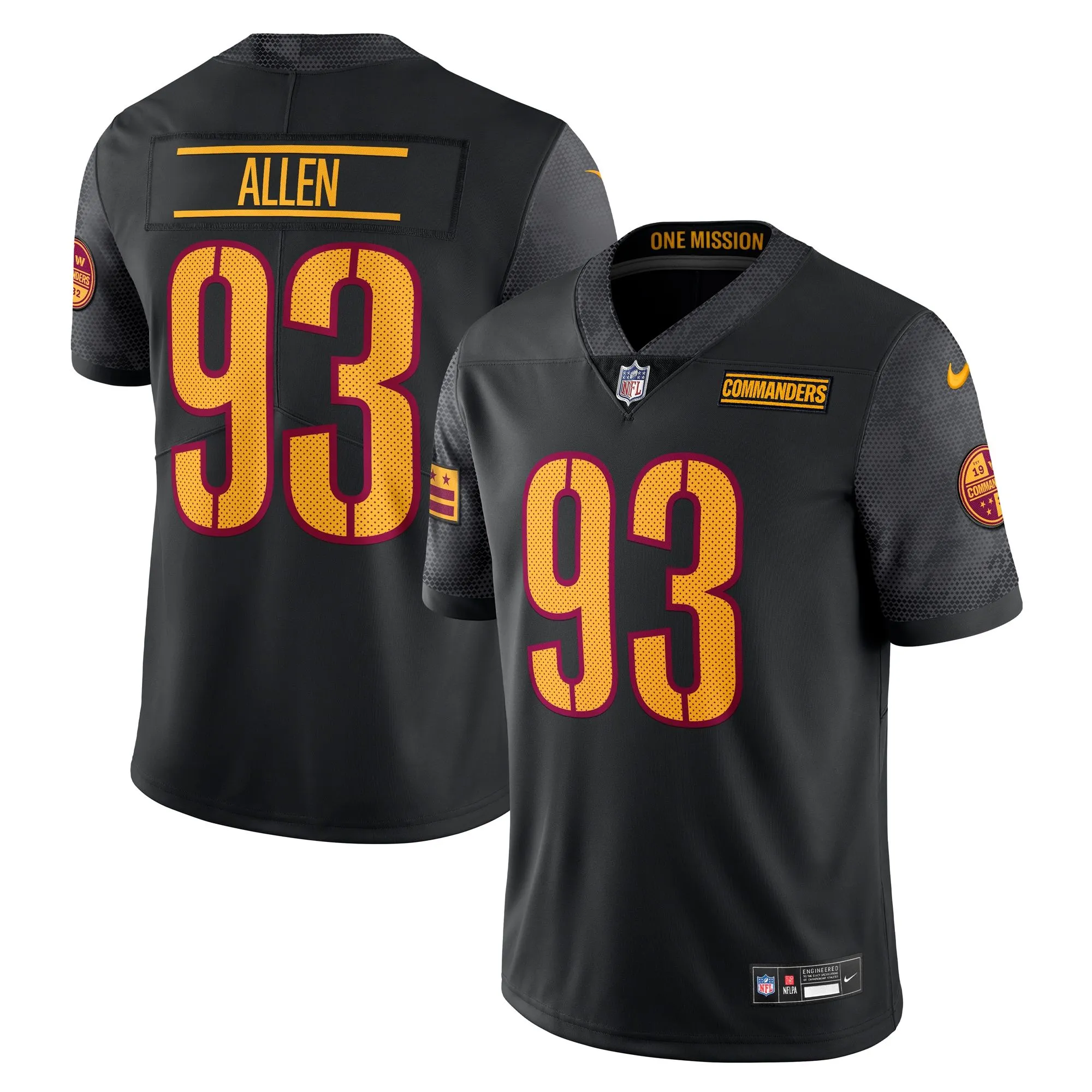 Jonathan Allen Washington Commanders  Alternate Vapor Untouchable Limited Jersey - Black