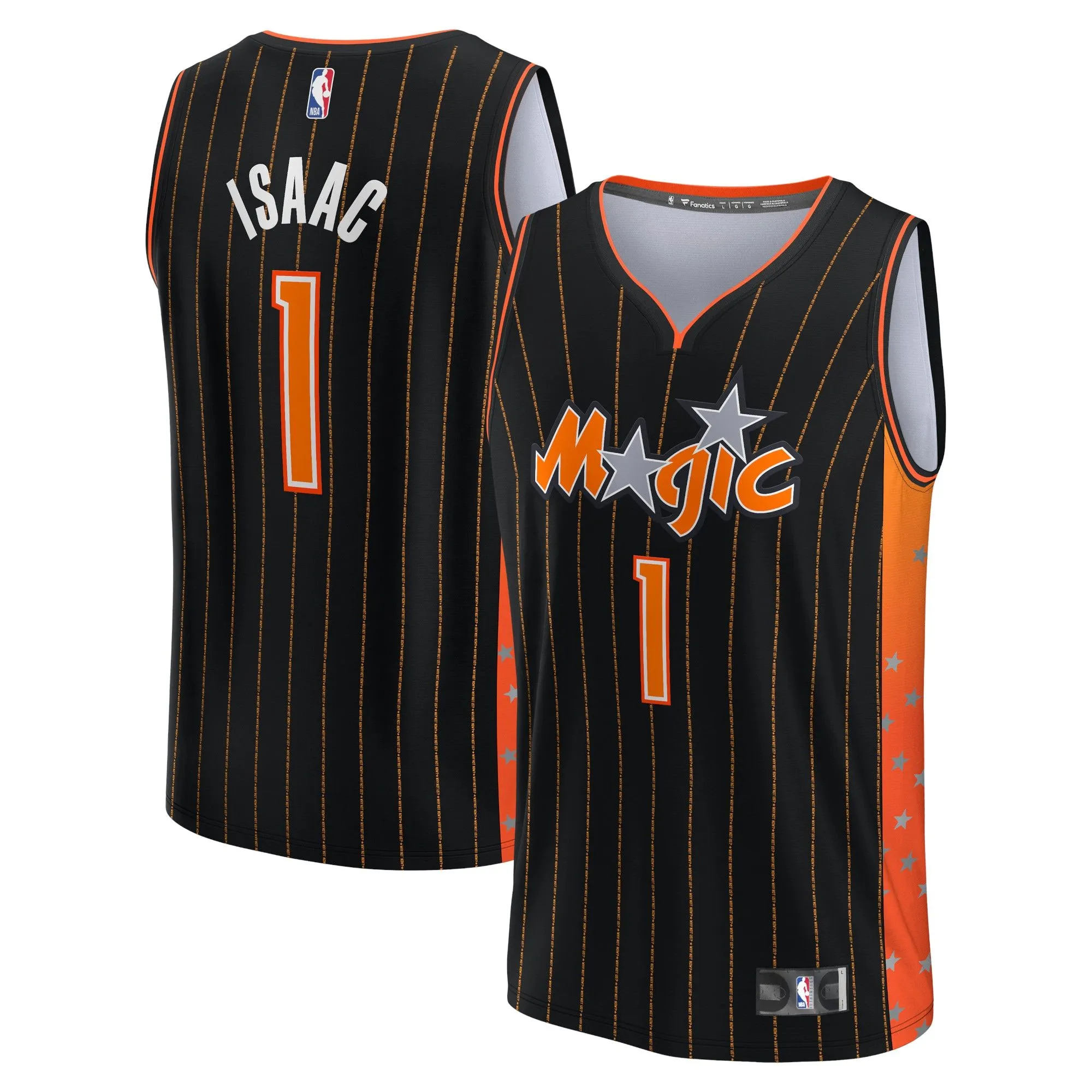 Jonathan Isaac Orlando Magic Fanatics Branded Fast Break Replica Jersey - City Edition - Anthracite