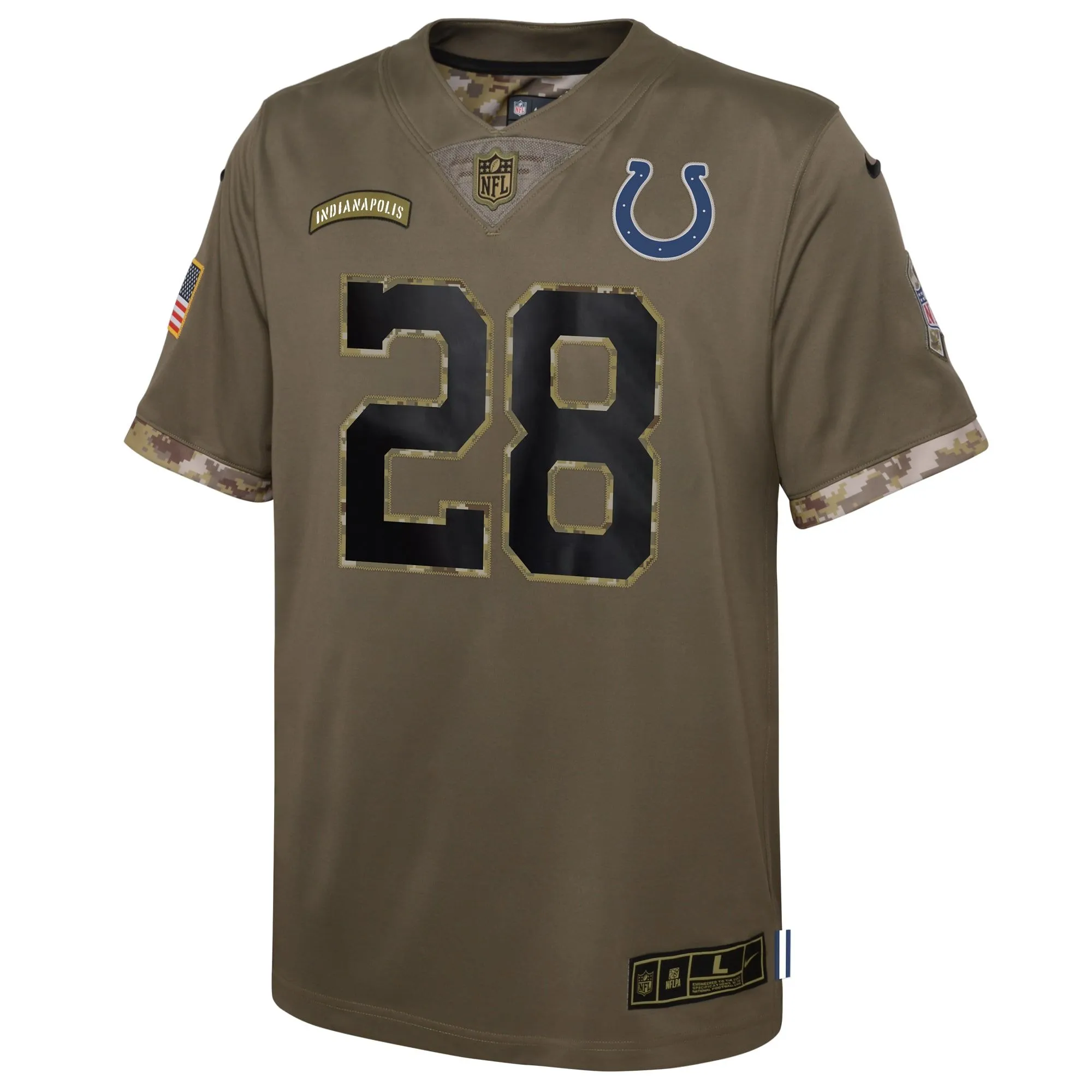 Jonathan Taylor Indianapolis Colts  Youth 2022 Salute To Service Player Limited Jersey - Olive