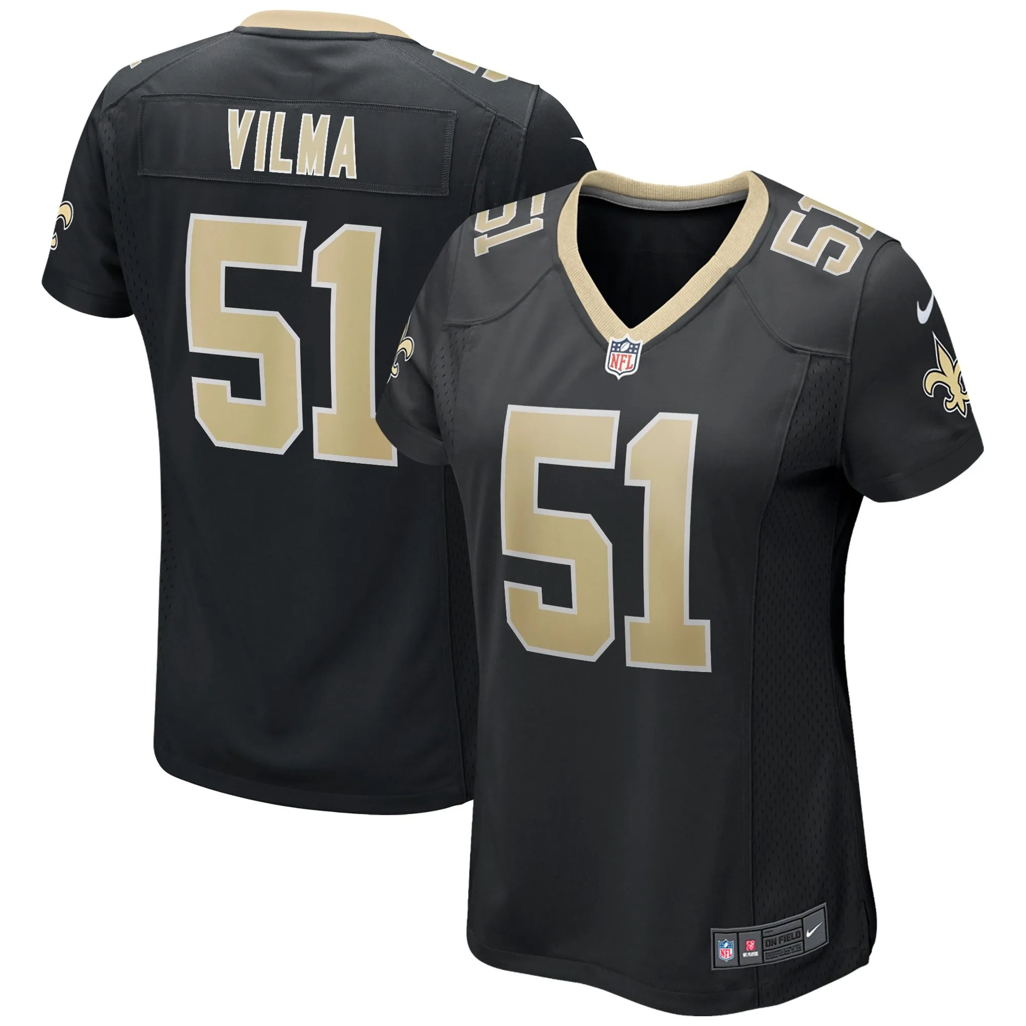 Jonathan Vilma New Orleans Saints  Women's Game Retired Player Jersey - Black