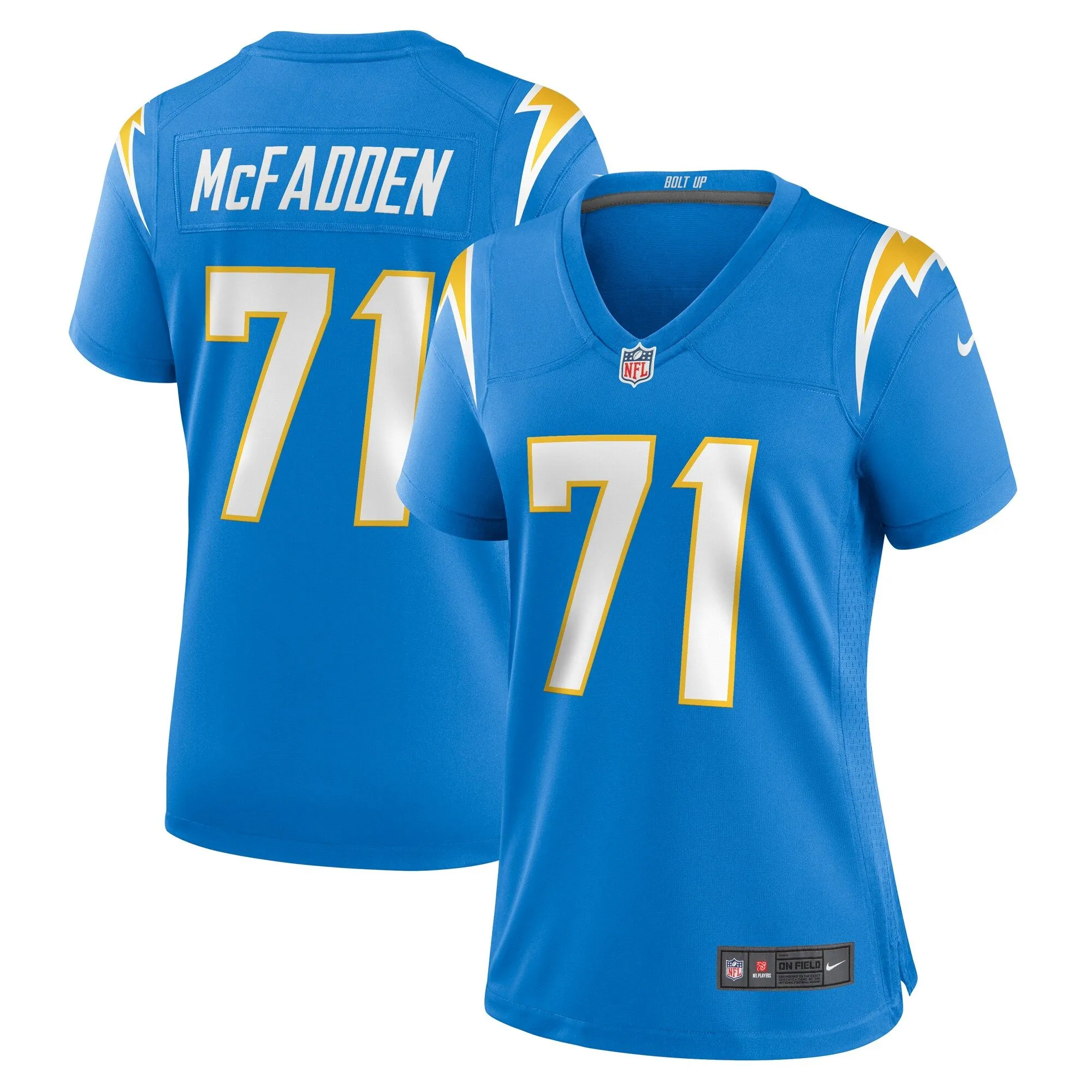 Jordan McFadden Los Angeles Chargers  Women's Team Game Jersey - Powder Blue