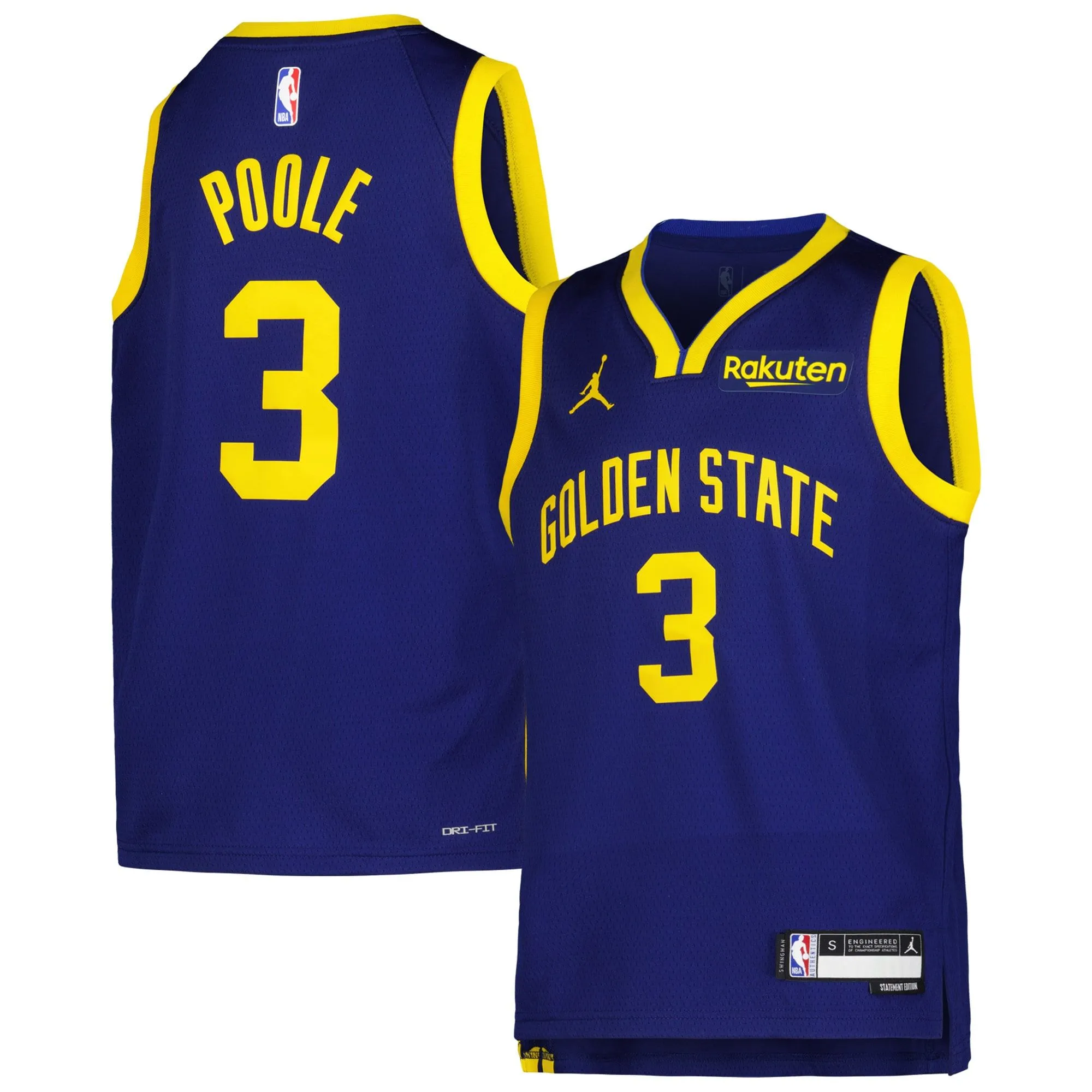 Jordan Poole Golden State Warriors Youth 2022/23 Swingman Jersey - Navy - Statement Edition