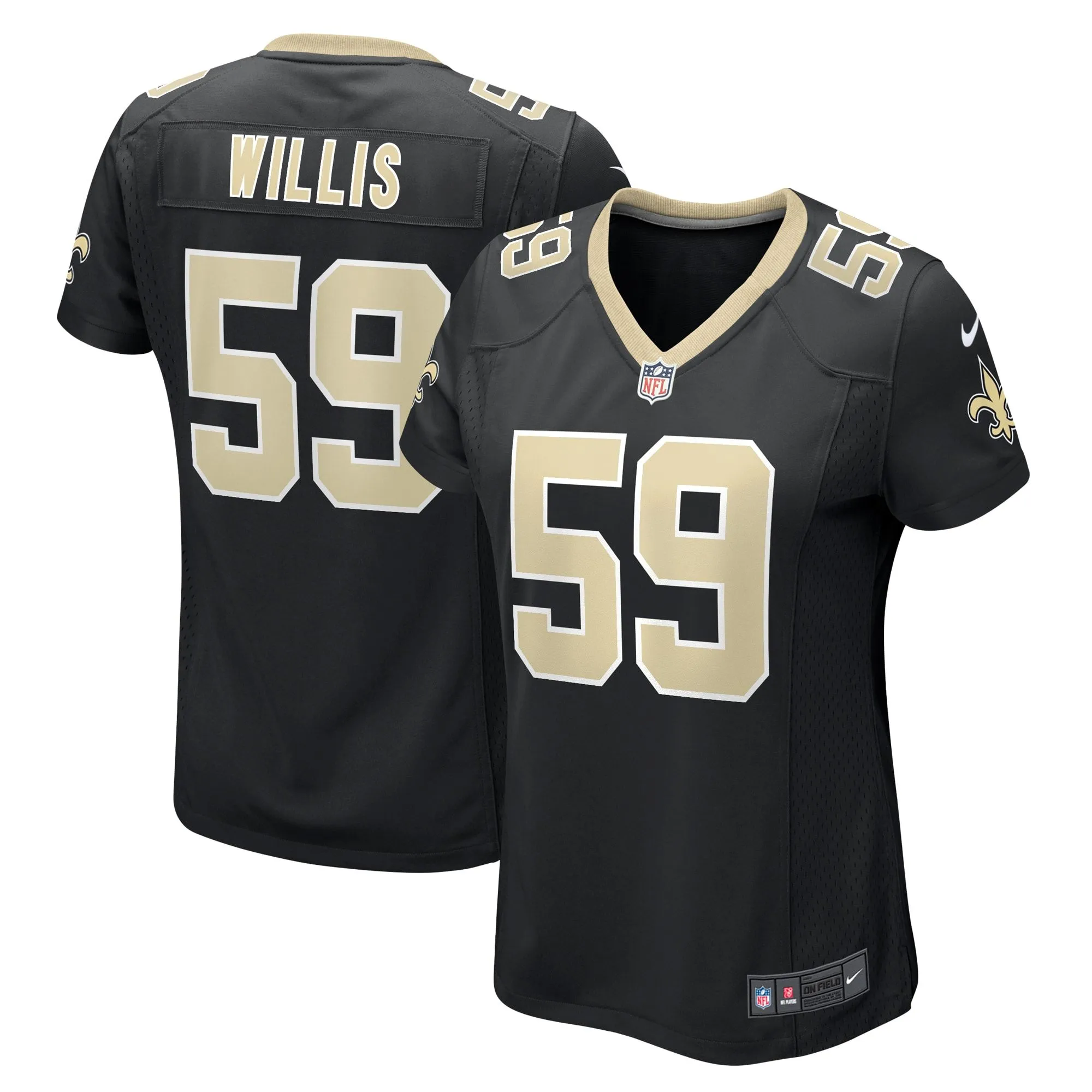 Jordan Willis New Orleans Saints  Women's Team Game Jersey -  Black