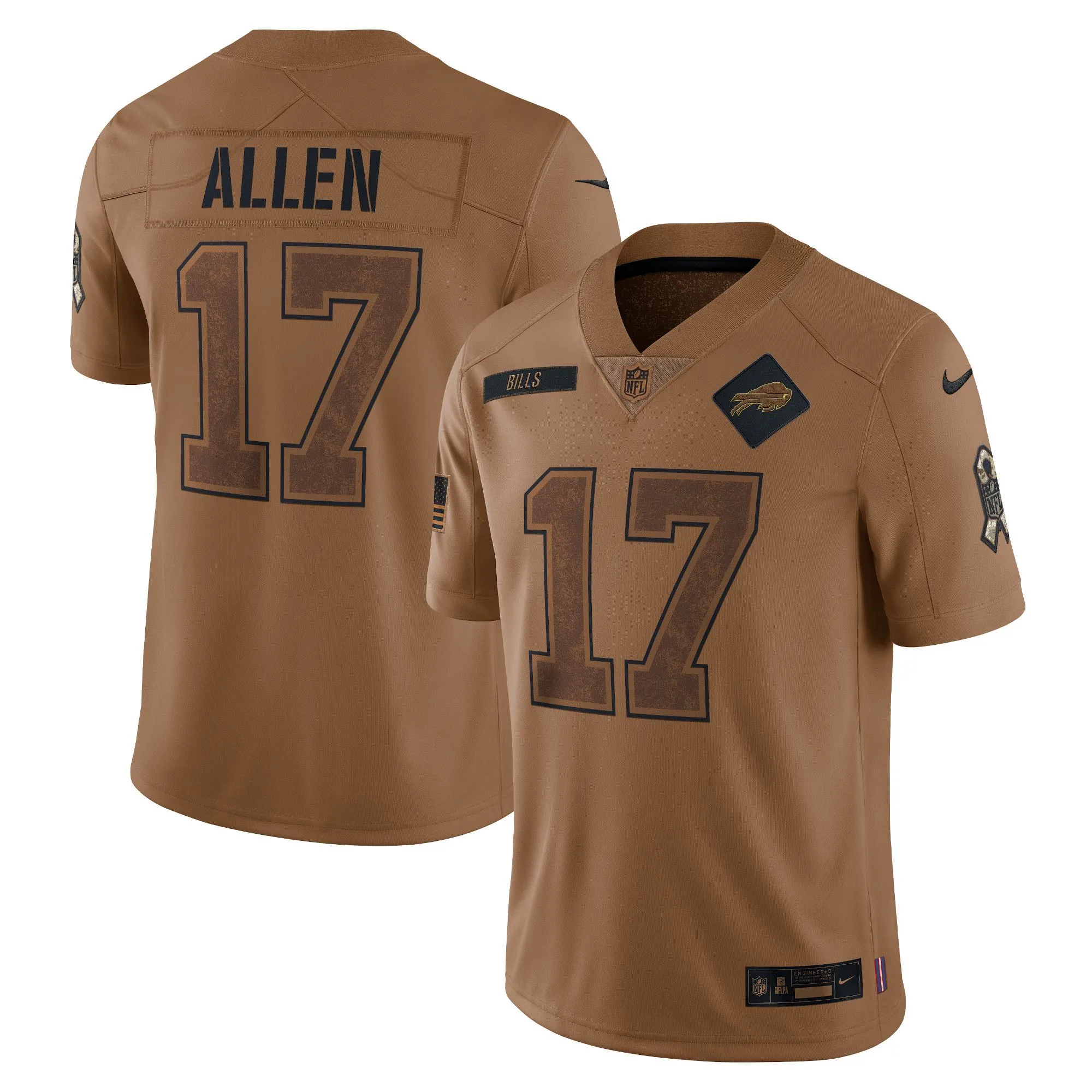 Josh Allen Buffalo Bills  2023 Salute To Service Limited Jersey - Brown