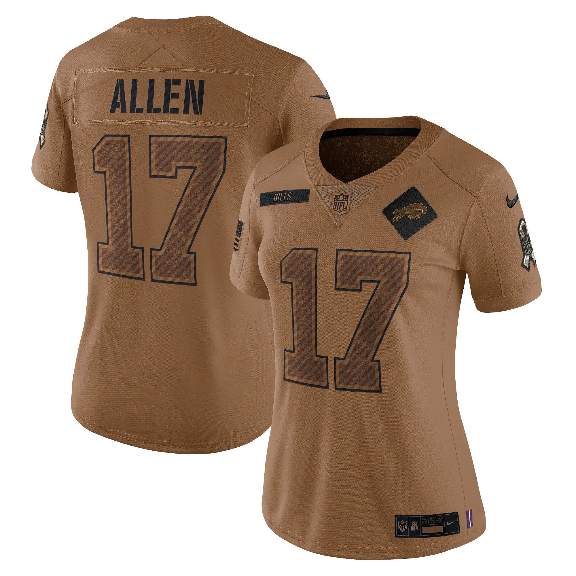 Josh Allen Buffalo Bills  Women's 2023 Salute To Service Limited Jersey - Brown