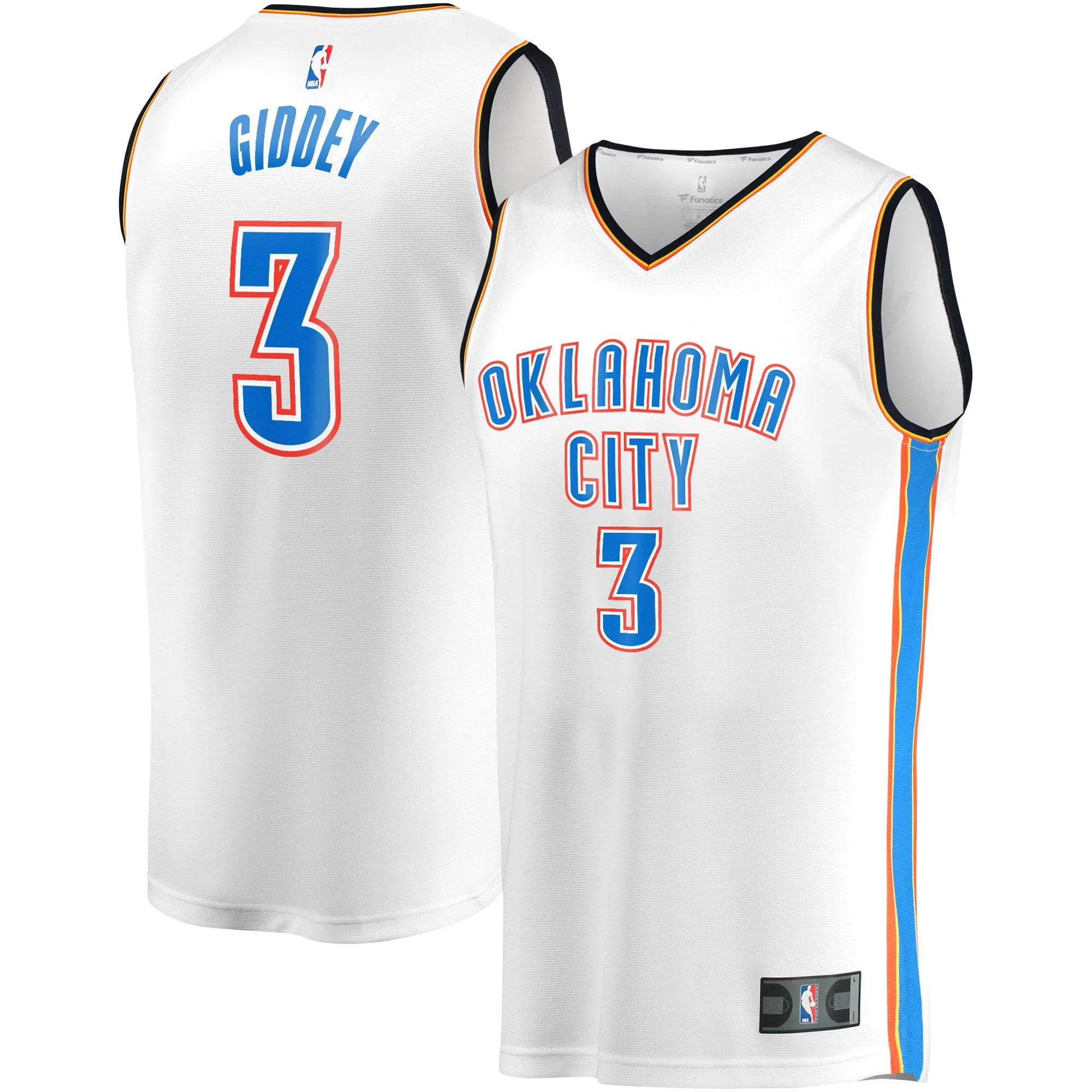 Josh Giddey Oklahoma City Thunder Fanatics Branded Youth Fast Break Player Jersey - Association Edition - White