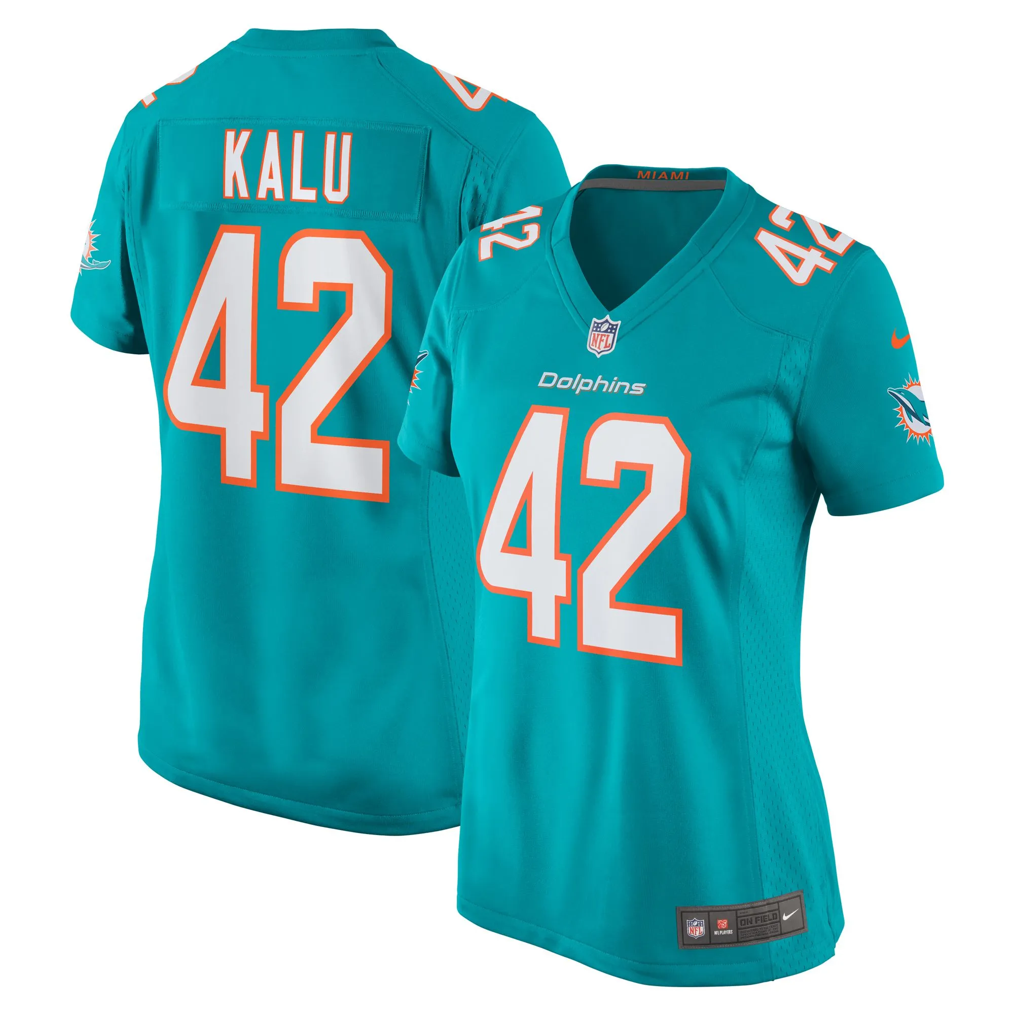 Joshua Kalu Miami Dolphins  Women's Team Game Jersey -  Aqua