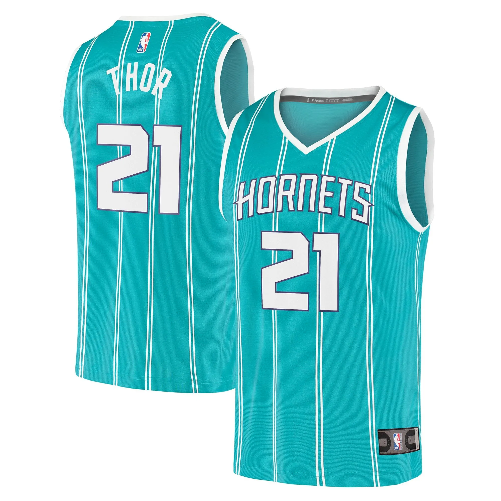 JT Thor Charlotte Hornets Fanatics Branded Fast Break Replica Jersey - Icon Edition - Teal