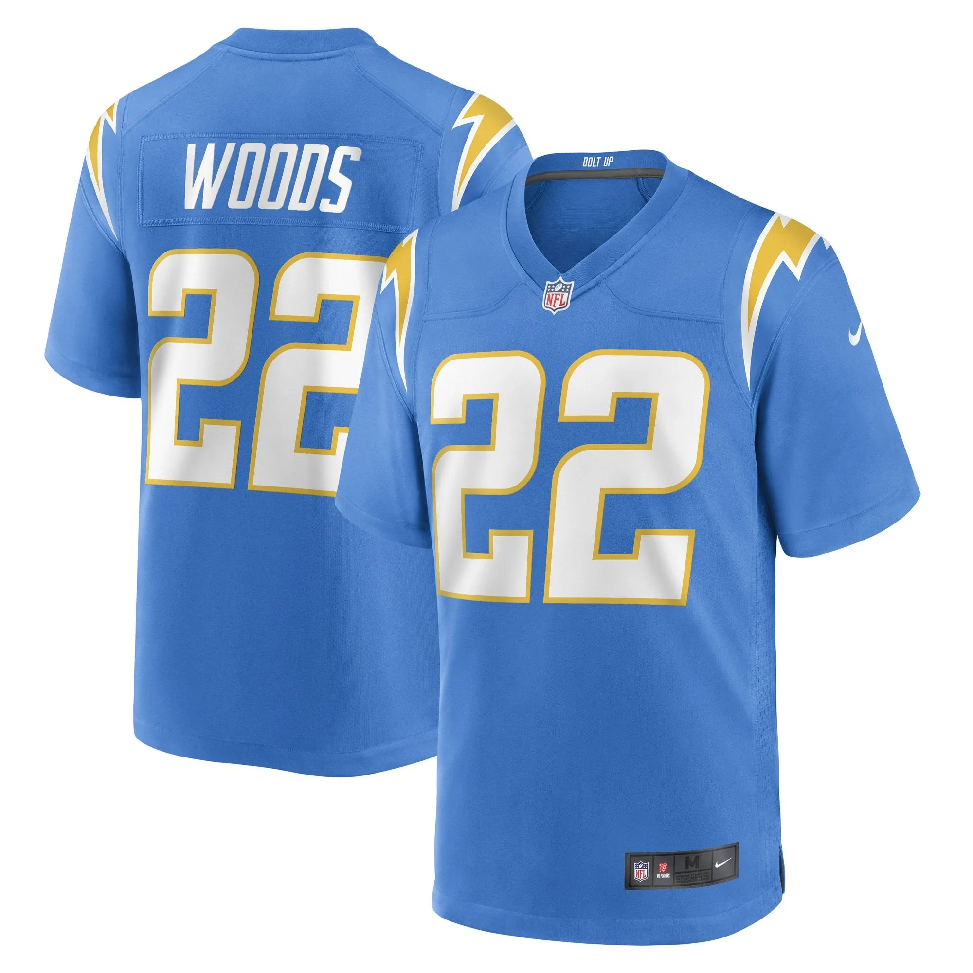 JT Woods Los Angeles Chargers  Game Player Jersey - Powder Blue