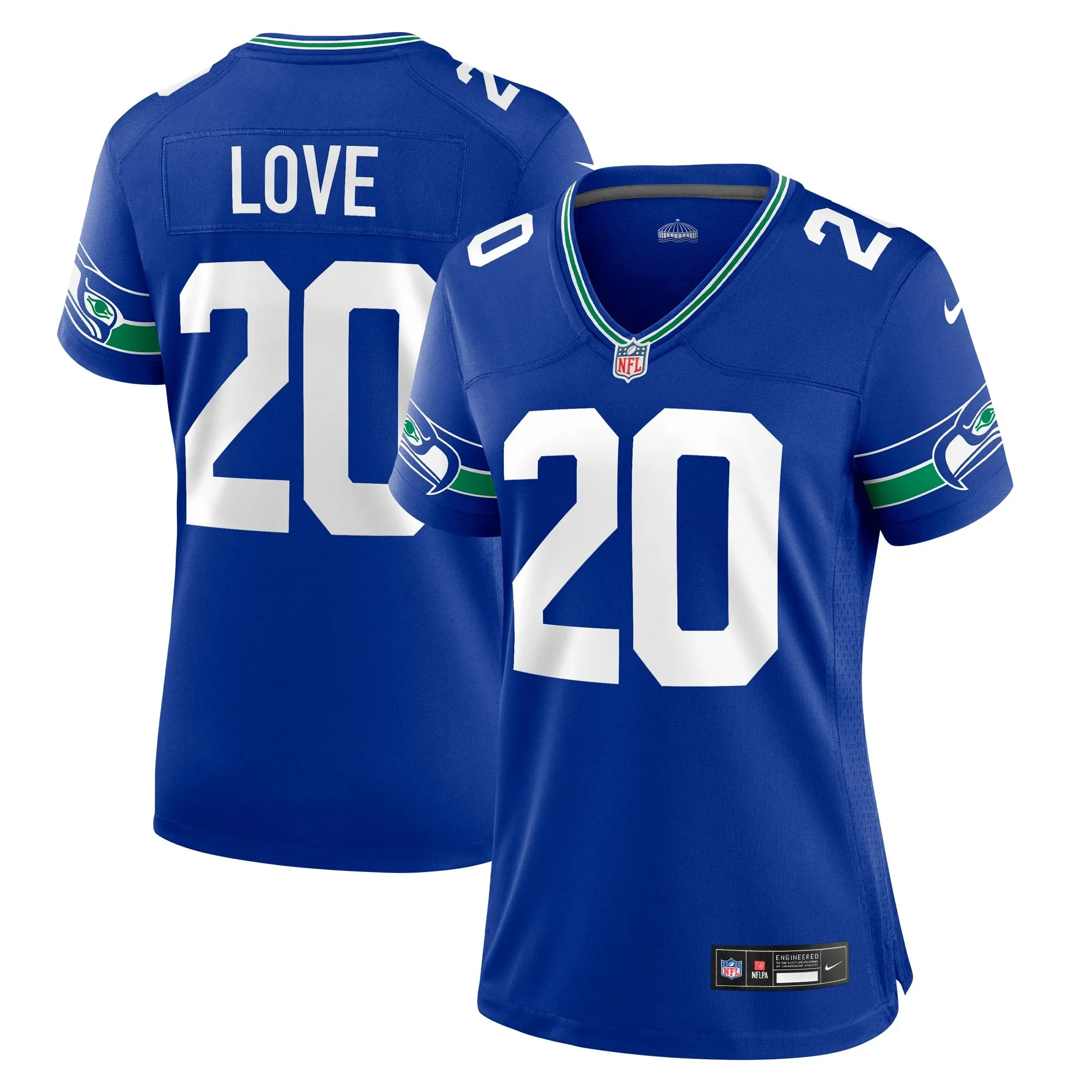 Julian Love Seattle Seahawks  Women's Throwback Player Game Jersey - Royal