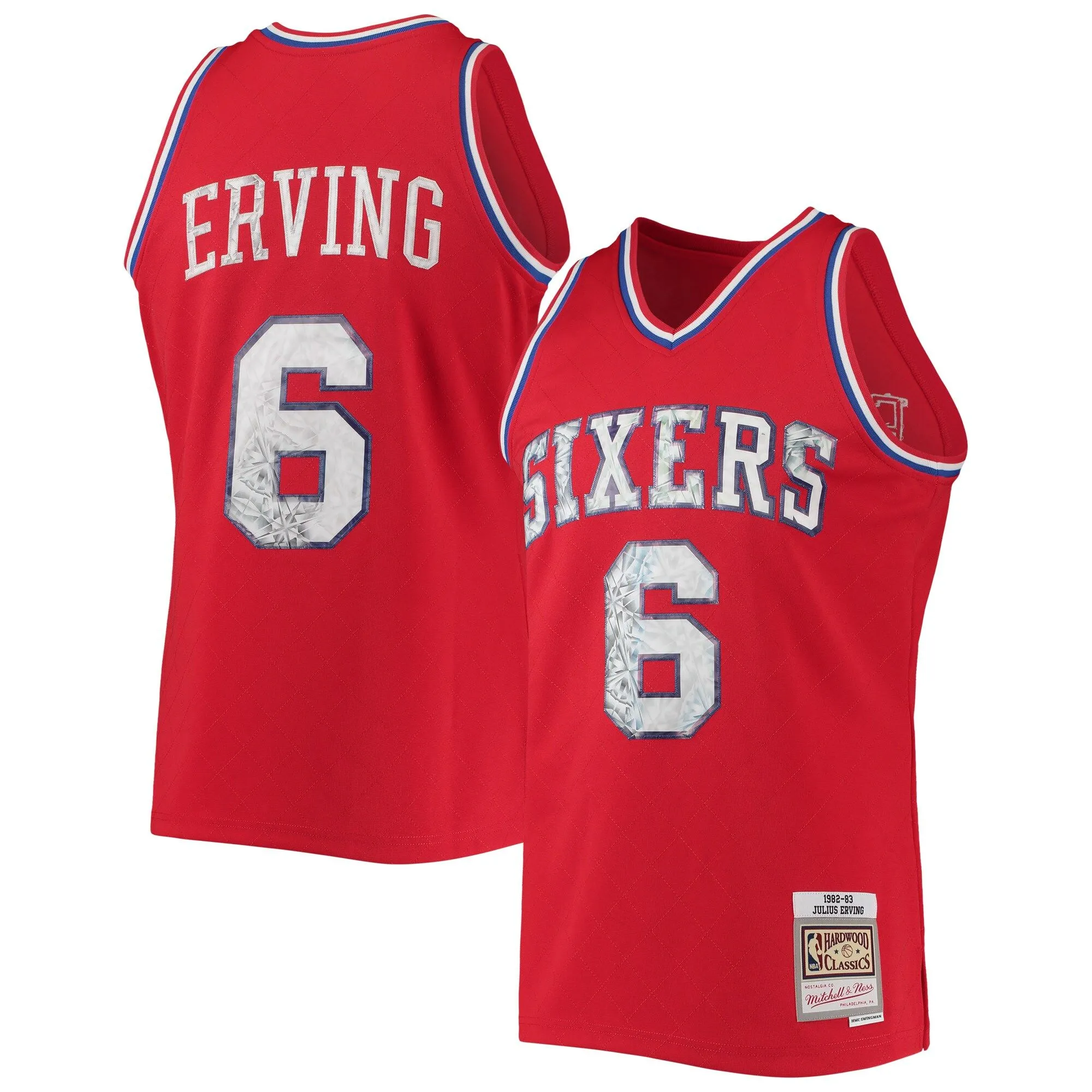 Julius Erving Philadelphia 76ers Mitchell & Ness 1982/83 Hardwood Classics NBA 75th Anniversary Diamond Swingman Jersey - Red