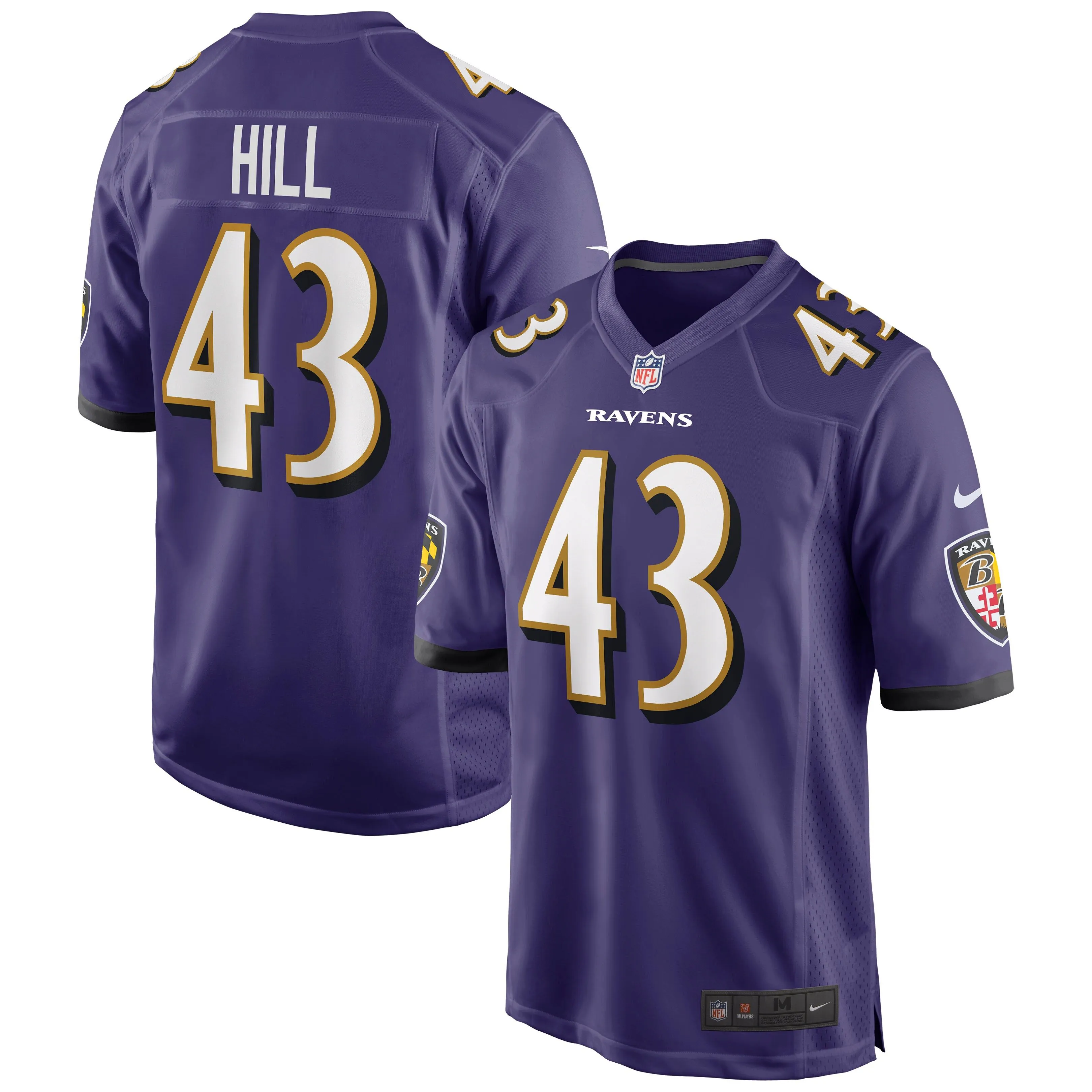 Justice Hill Baltimore Ravens  Game Jersey - Purple