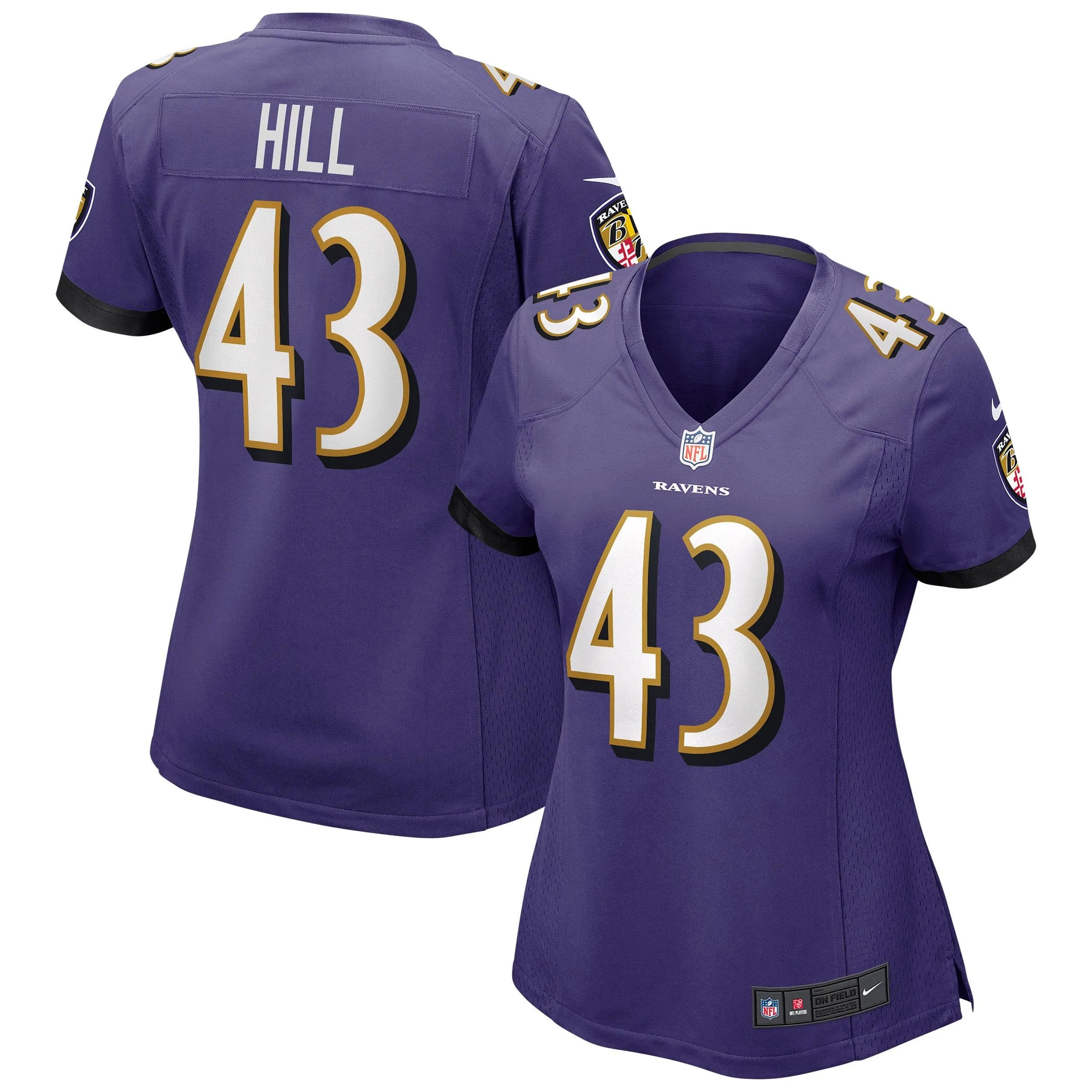 Justice Hill Baltimore Ravens  Women's Game Jersey - Purple