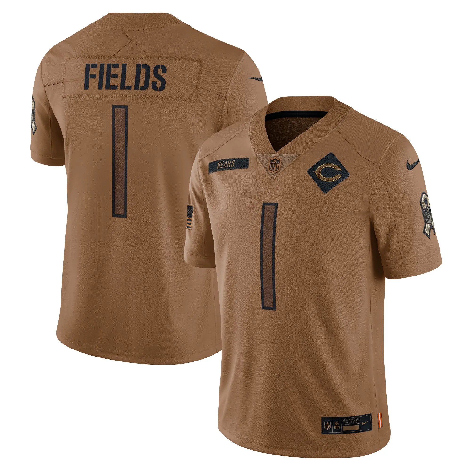 Justin Fields Chicago Bears  2023 Salute To Service Limited Jersey - Brown